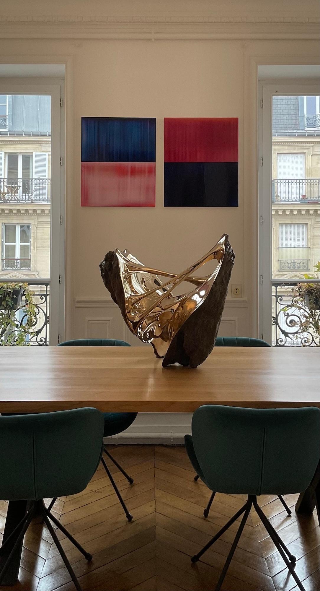 Kontrapuntal (6/23) von James Lumsden - Abstraktes Farbgemälde, Blau und Rot im Angebot 3