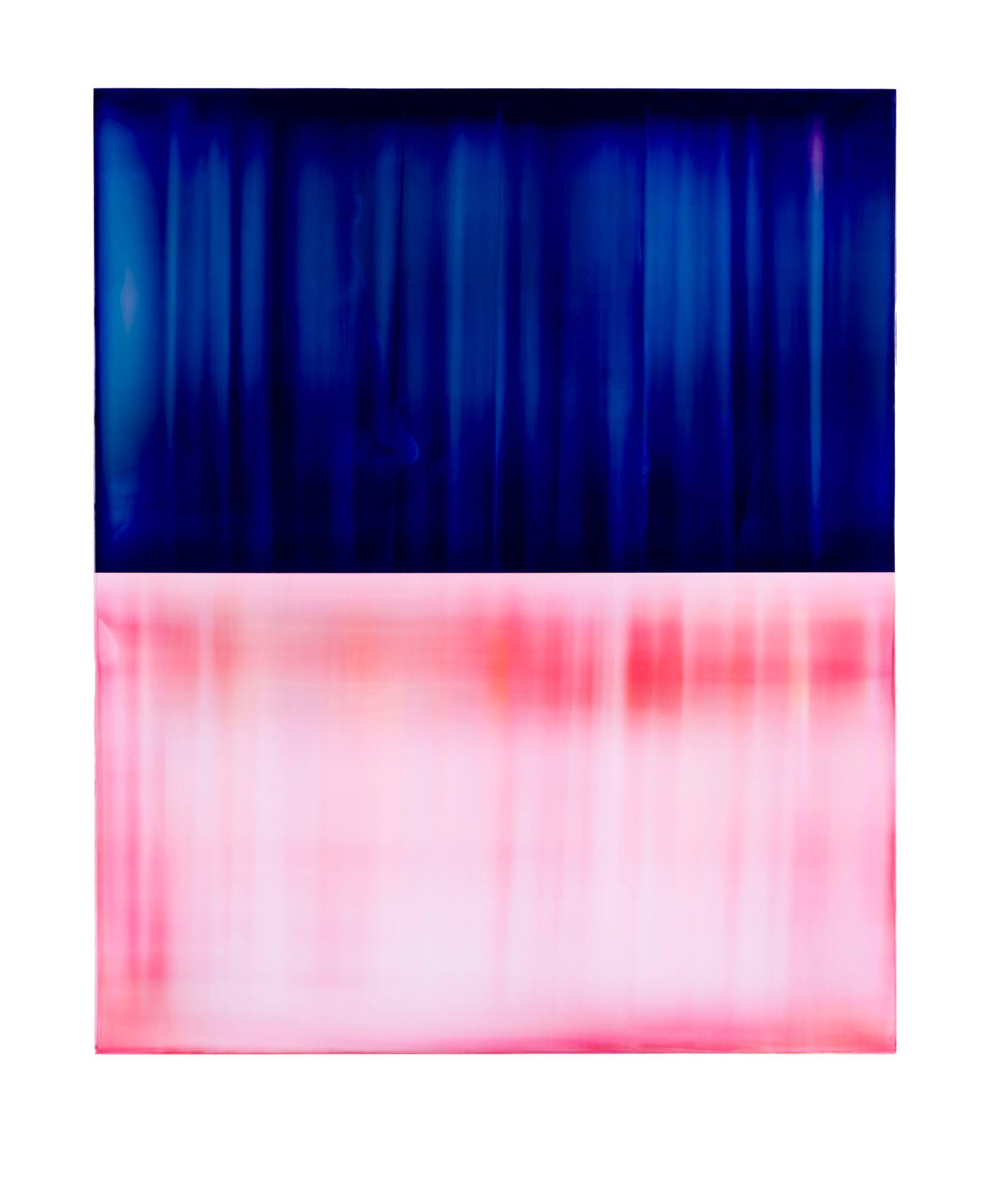 Kontrapuntal (8/23) von James Lumsden - Abstraktes Farbgemälde, Blau und Rosa im Angebot 1