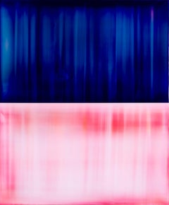 Kontrapuntal (8/23) von James Lumsden - Abstraktes Farbgemälde, Blau und Rosa