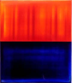 Contrapuntal Painting (3/25) by James Lumsden, Abstract, blue and orange stripes