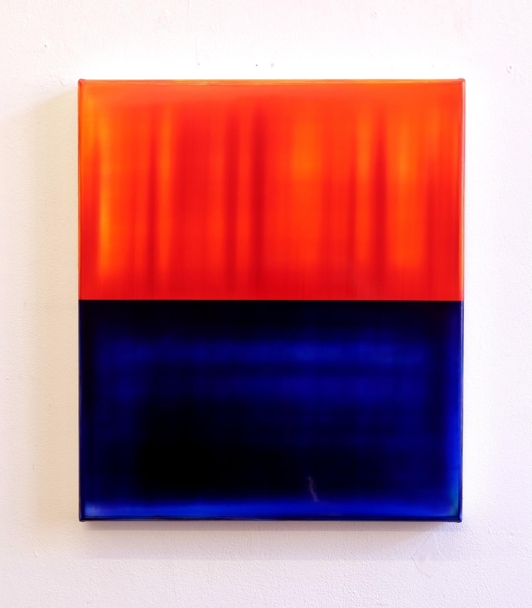 Contrapuntal Painting (3/25) von James Lumsden - Abstrakte Malerei, blau, orange im Angebot 1