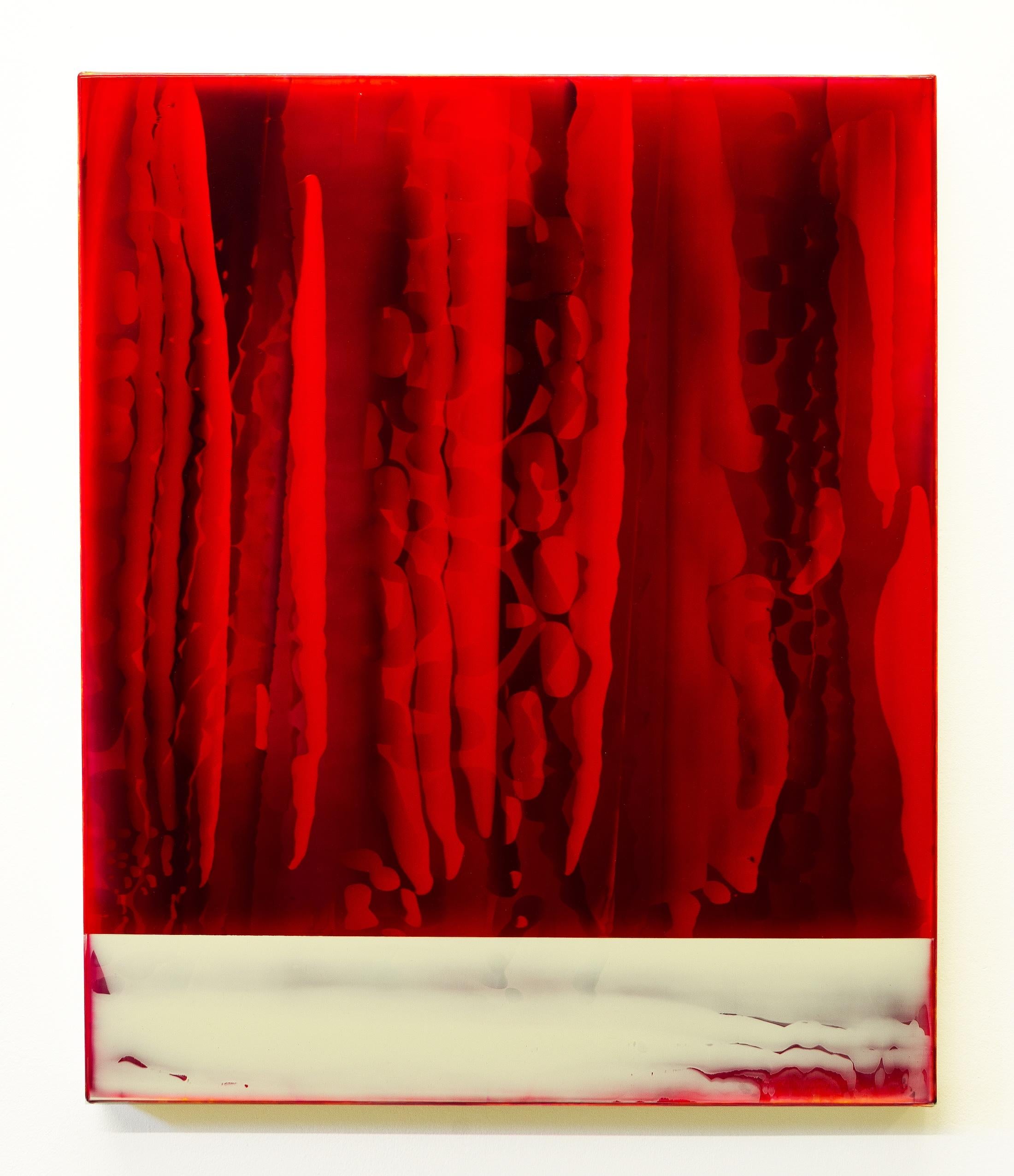 Echoes (1/13) by James Lumsden - abstract painting, vivid red