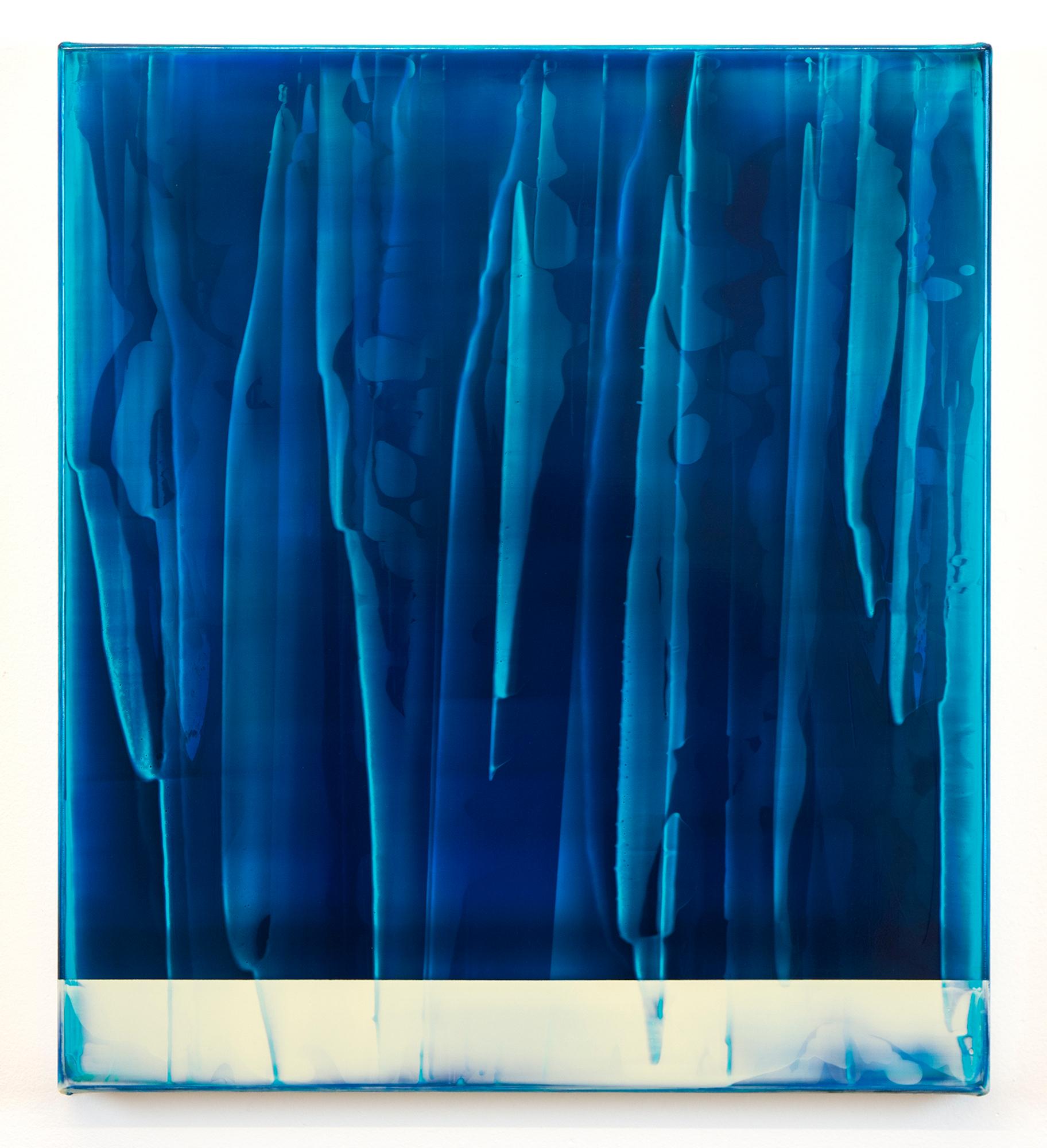 Echoes (1/19) von James Lumsden - Abstraktes Farbgemälde, Blautöne, Glanz im Angebot 1