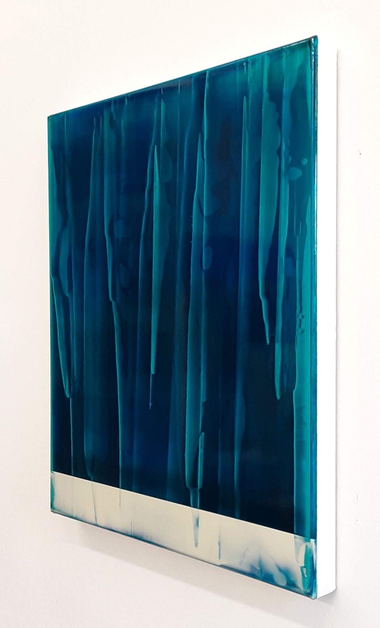 Echoes (1/19) by James Lumsden - Abstract colour painting, blue tones, gloss For Sale 3