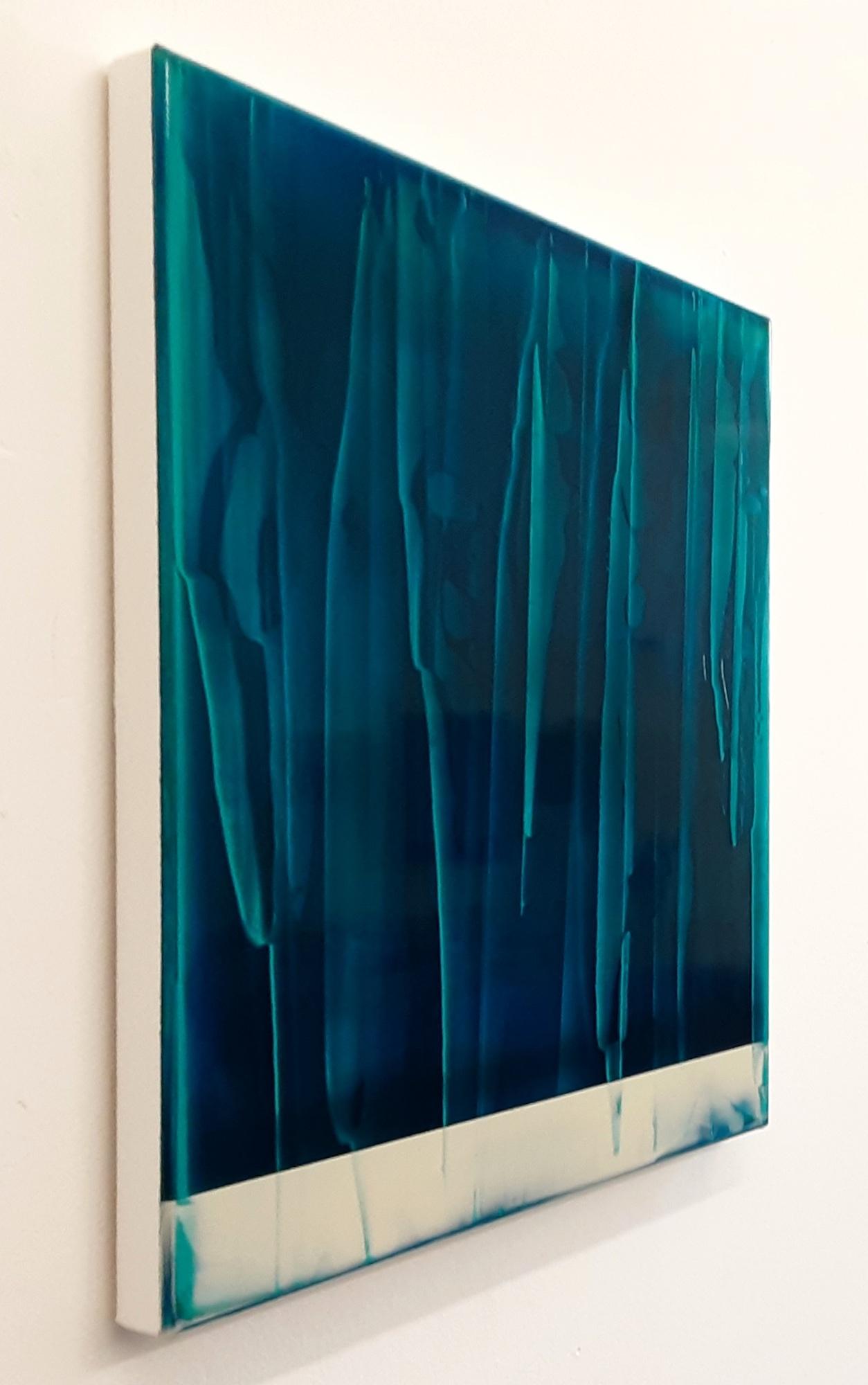 Echoes (1/19) by James Lumsden - Abstract colour painting, blue tones, gloss For Sale 4