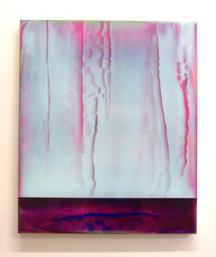 Echoes (14/13) by James Lumsden - abstract painting, pastel blue and pink