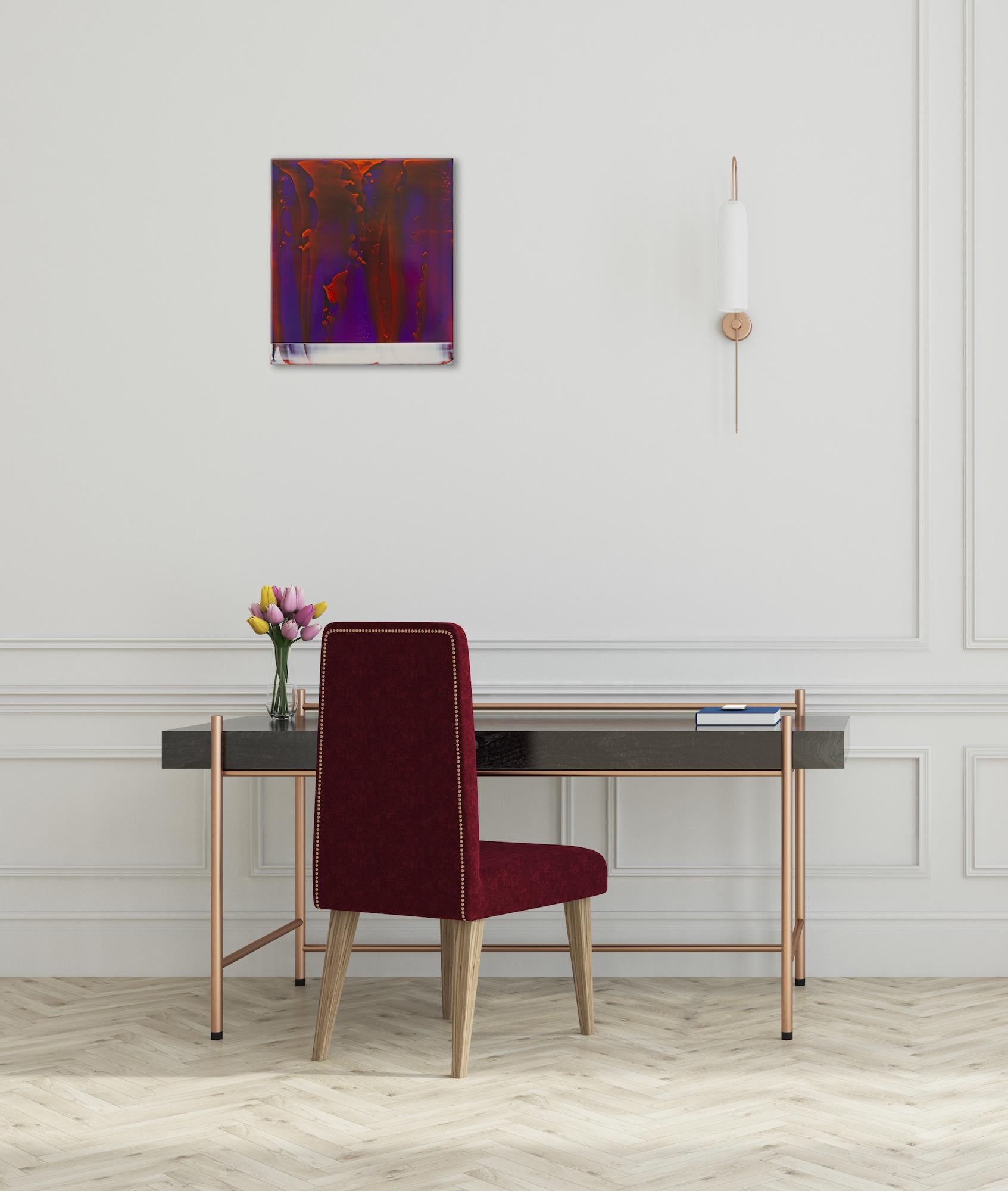 Echoes (2/19) by James Lumsden - Abstract colour painting, violet & bright red For Sale 11