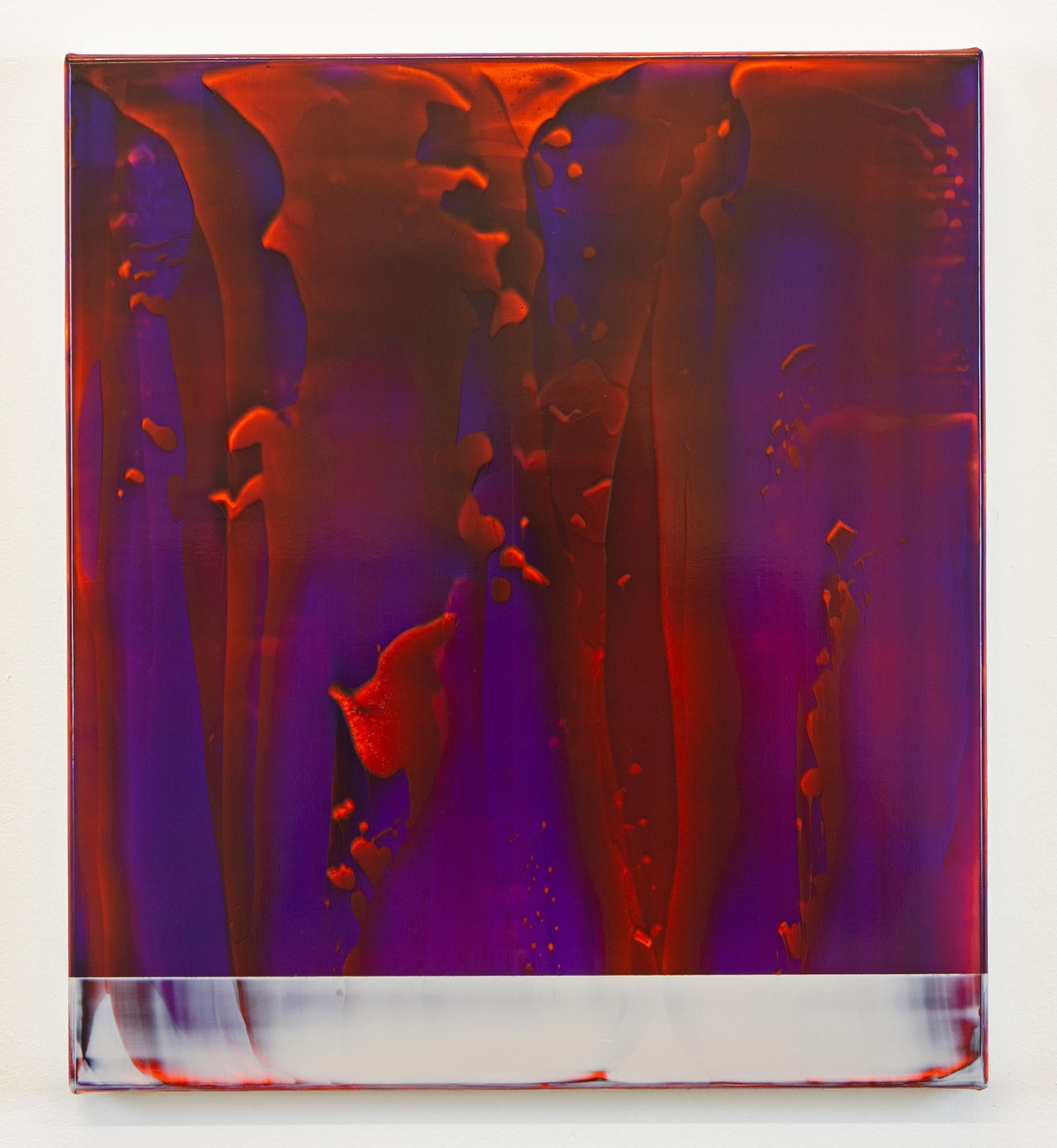 Echoes (2/19) von James Lumsden - Abstraktes Farbgemälde, violett und leuchtendes Rot im Angebot 2