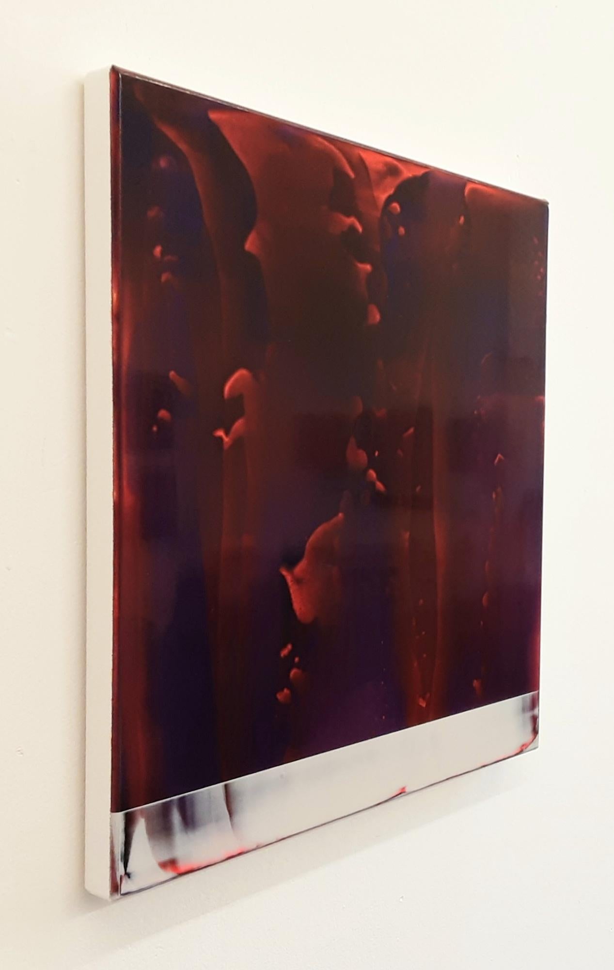 Echoes (2/19) by James Lumsden - Abstract colour painting, violet & bright red For Sale 4