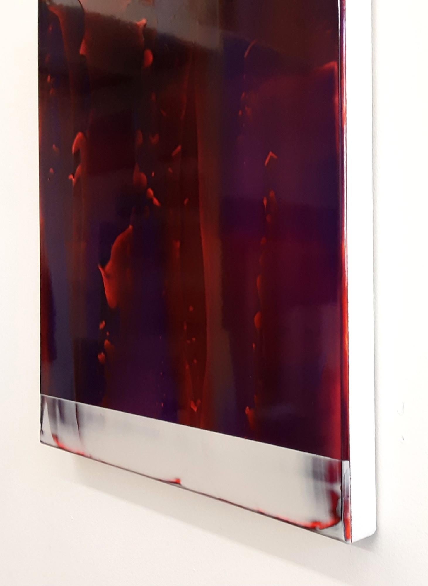 Echoes (2/19) by James Lumsden - Abstract colour painting, violet & bright red For Sale 6