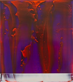 Echoes (2/19) by James Lumsden - Abstract colour painting, violet 
bright red