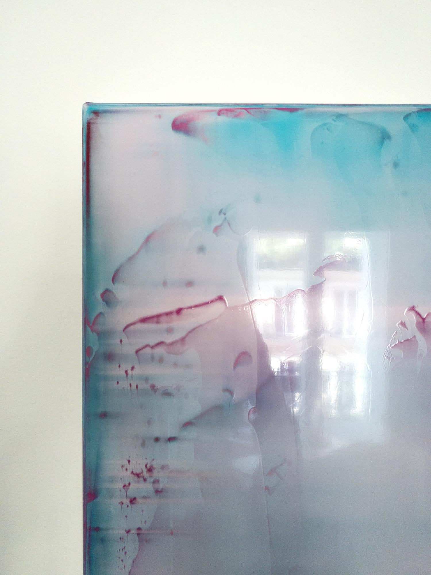 Lucent (2/19) by James Lumsden - Abstract colour painting, pink and light blue For Sale 15