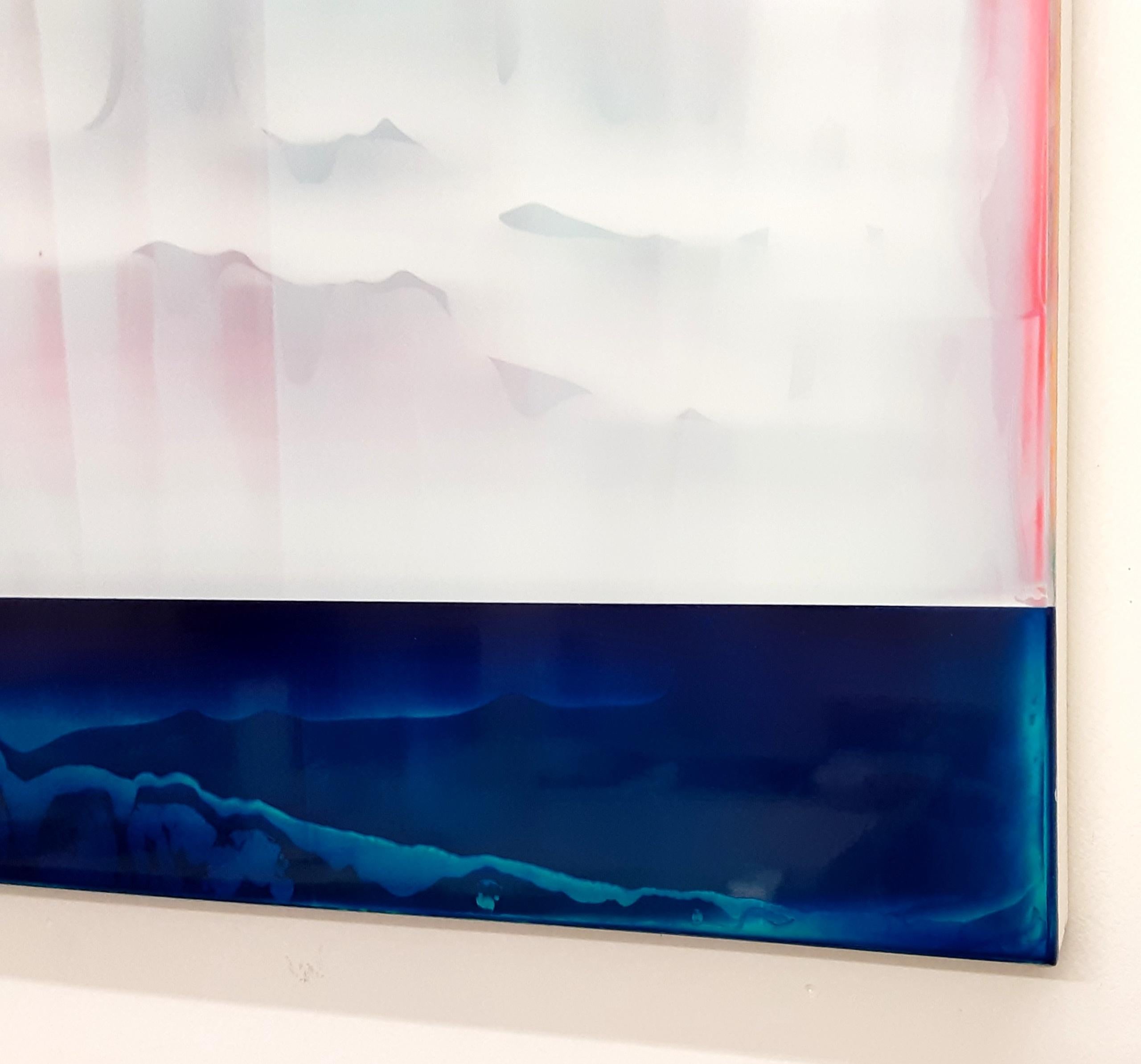 Lucent (4/19) by James Lumsden - Abstract colour painting, pink and light blue For Sale 9