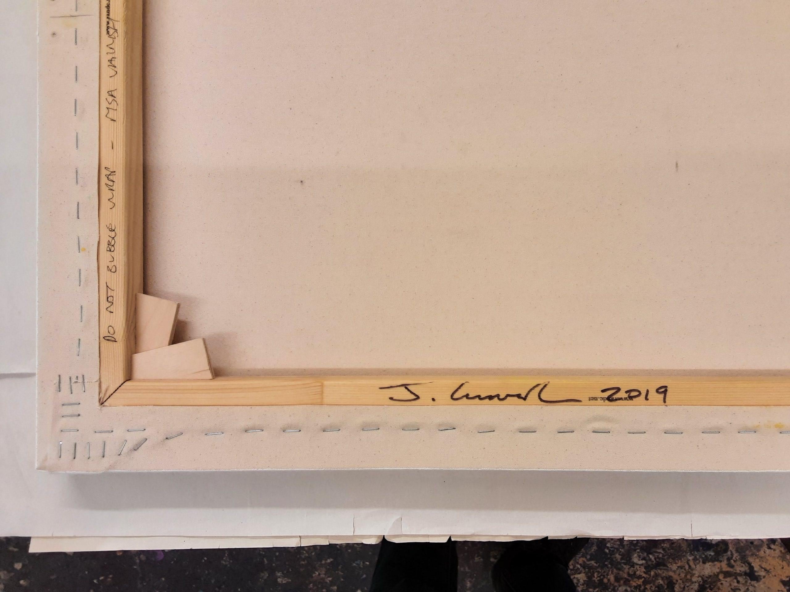 Lucent (4/19) by James Lumsden - Abstract colour painting, pink and light blue For Sale 12