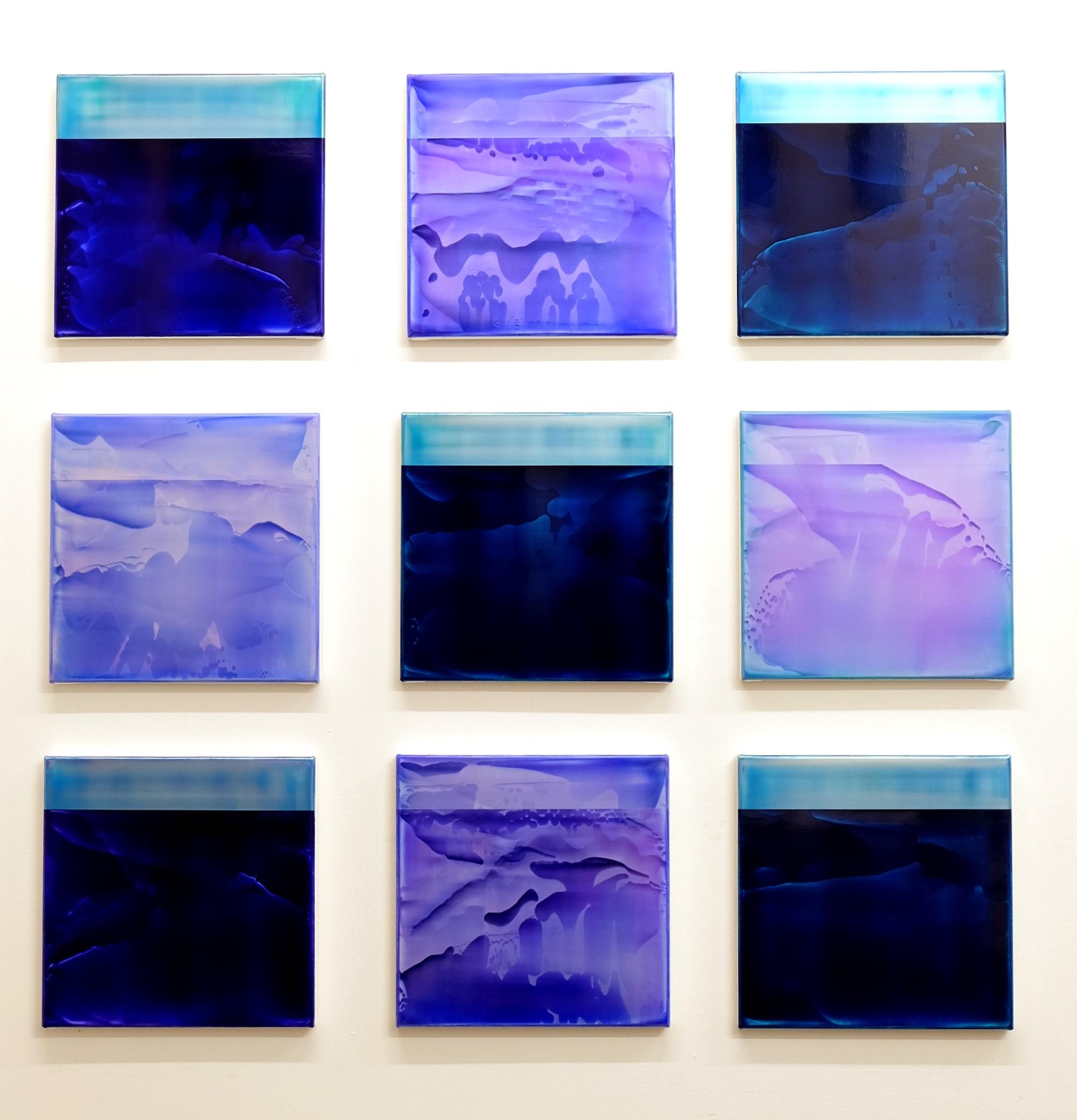 Série de points (Stratum) par James Lumsden, ensemble de peintures abstraites de 13,7 x 13,7 pouces