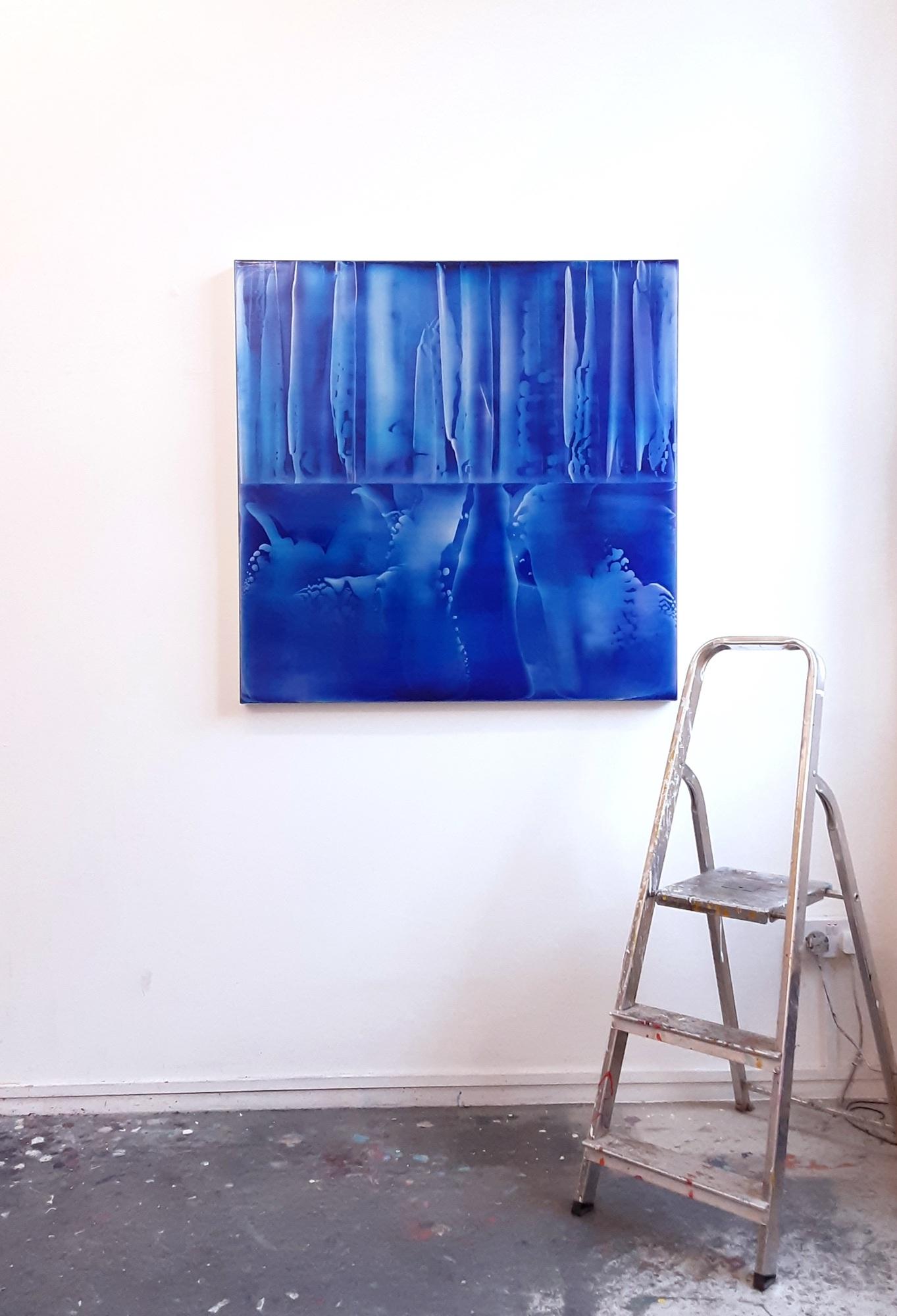 Reflex (1/19) von James Lumsden - Abstraktes Farbgemälde, Blautöne, Tiefe im Angebot 1