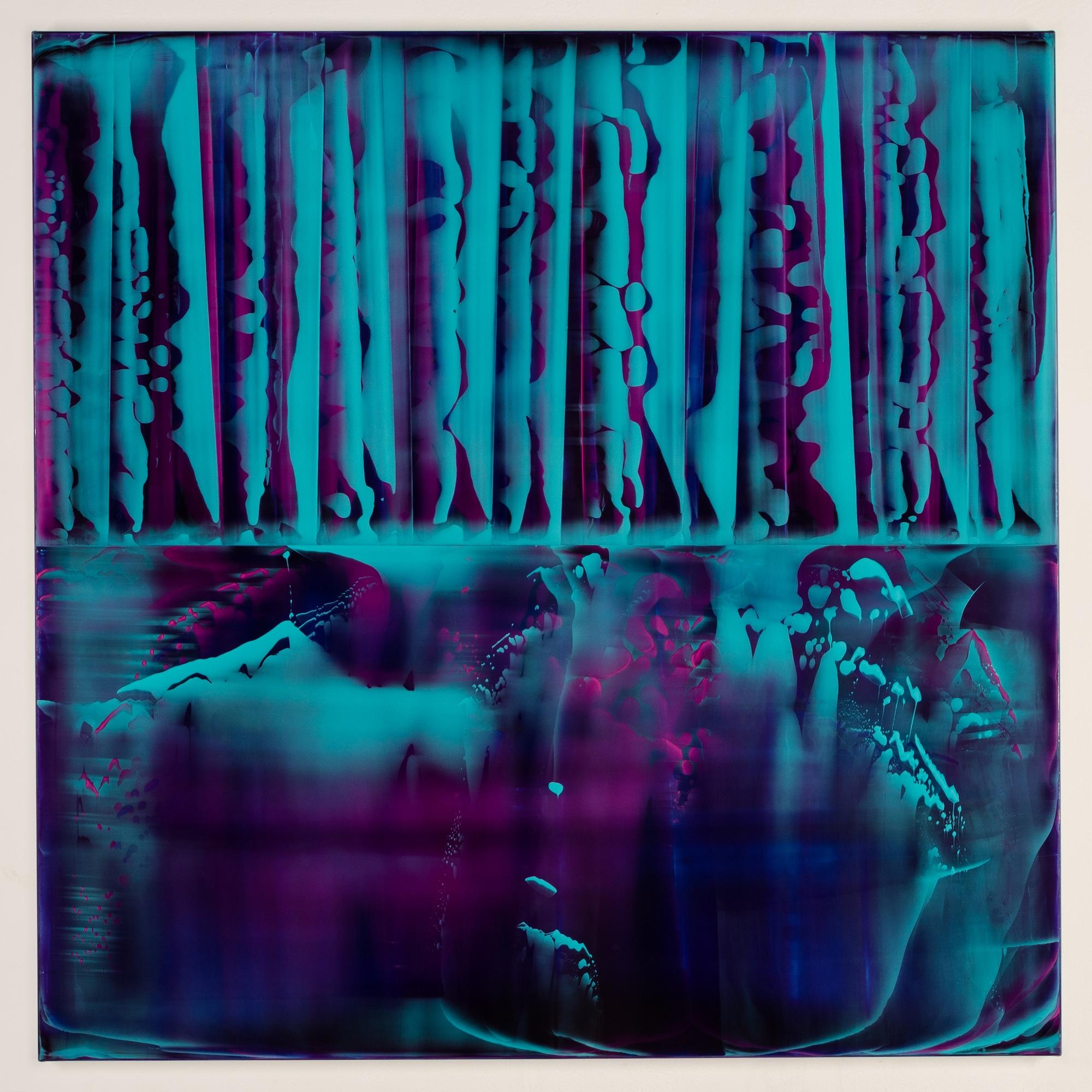 Reflex (8/14) by James Lumsden - Abstract colour painting, blue, violet For Sale 1