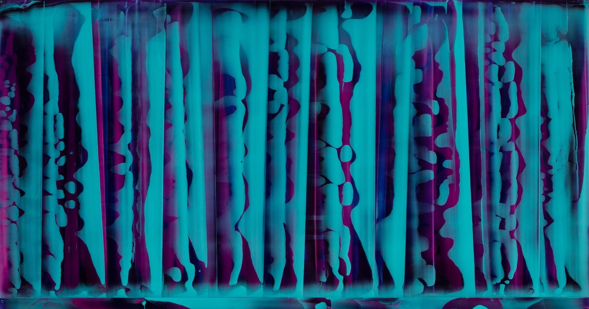 Reflex (8/14) by James Lumsden - Abstract colour painting, blue, violet For Sale 5