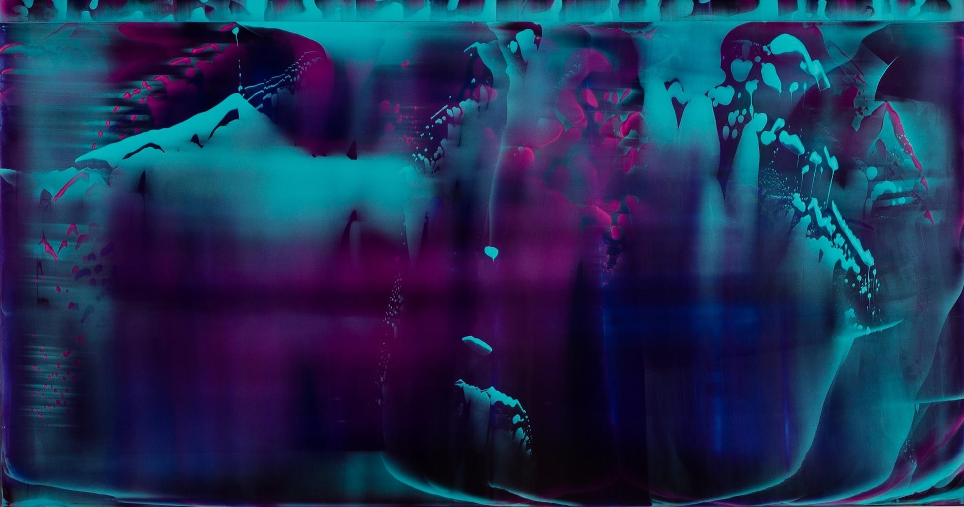 Reflex (8/14) by James Lumsden - Abstract colour painting, blue, violet For Sale 6