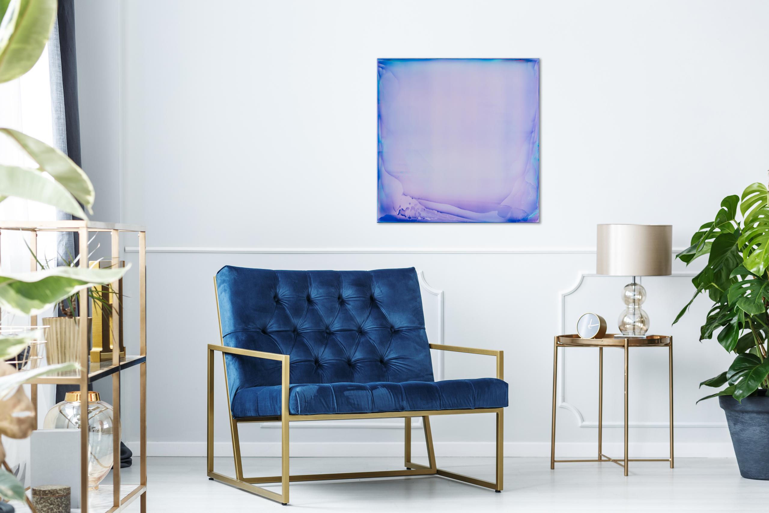 Resonance (1/22) by James Lumsden - Abstract colour painting, violet and blue For Sale 11