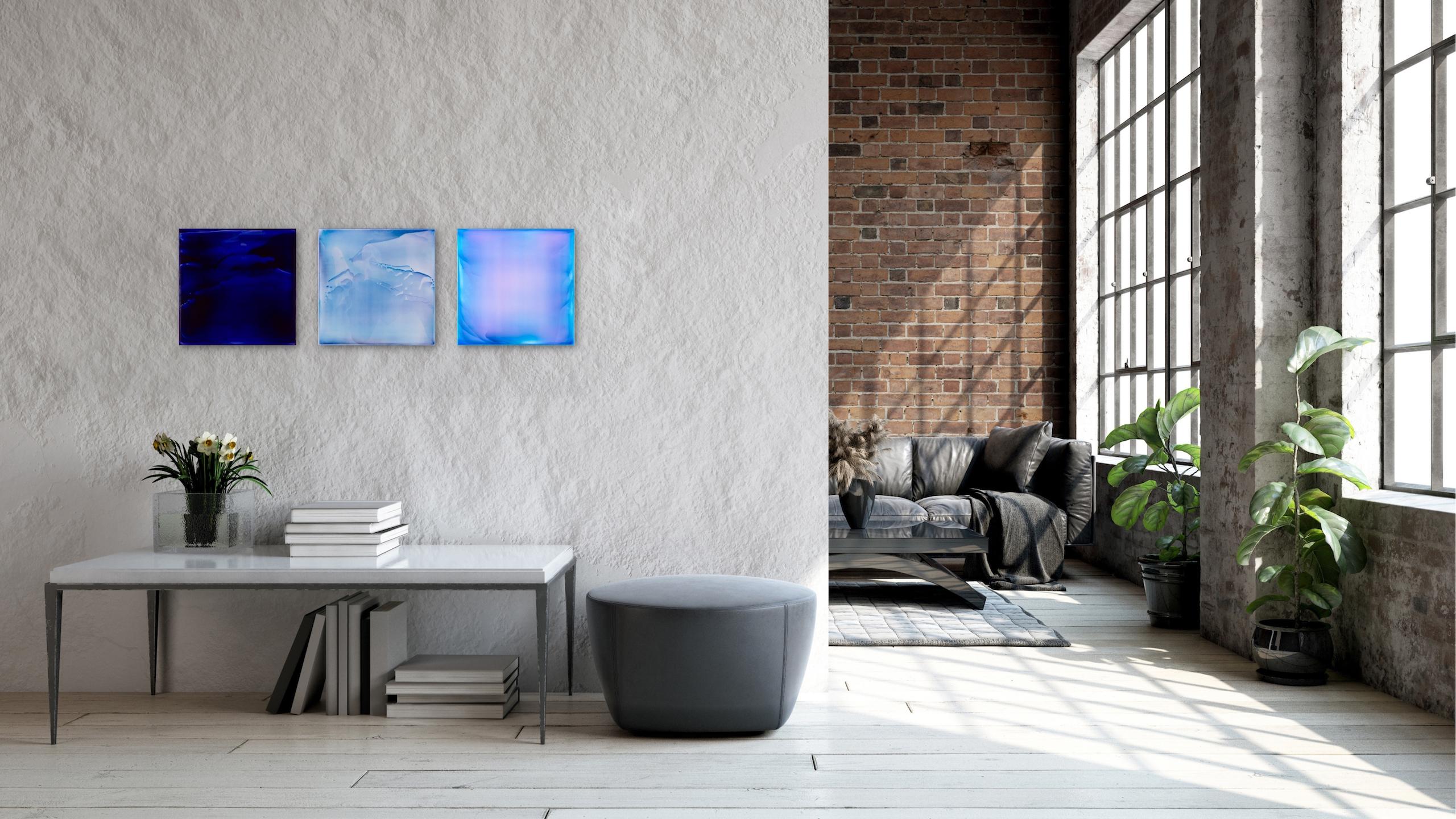 Resonance #23, 25 & 26/21 -set of 3 colorful abstract paintings by James Lumsden For Sale 1