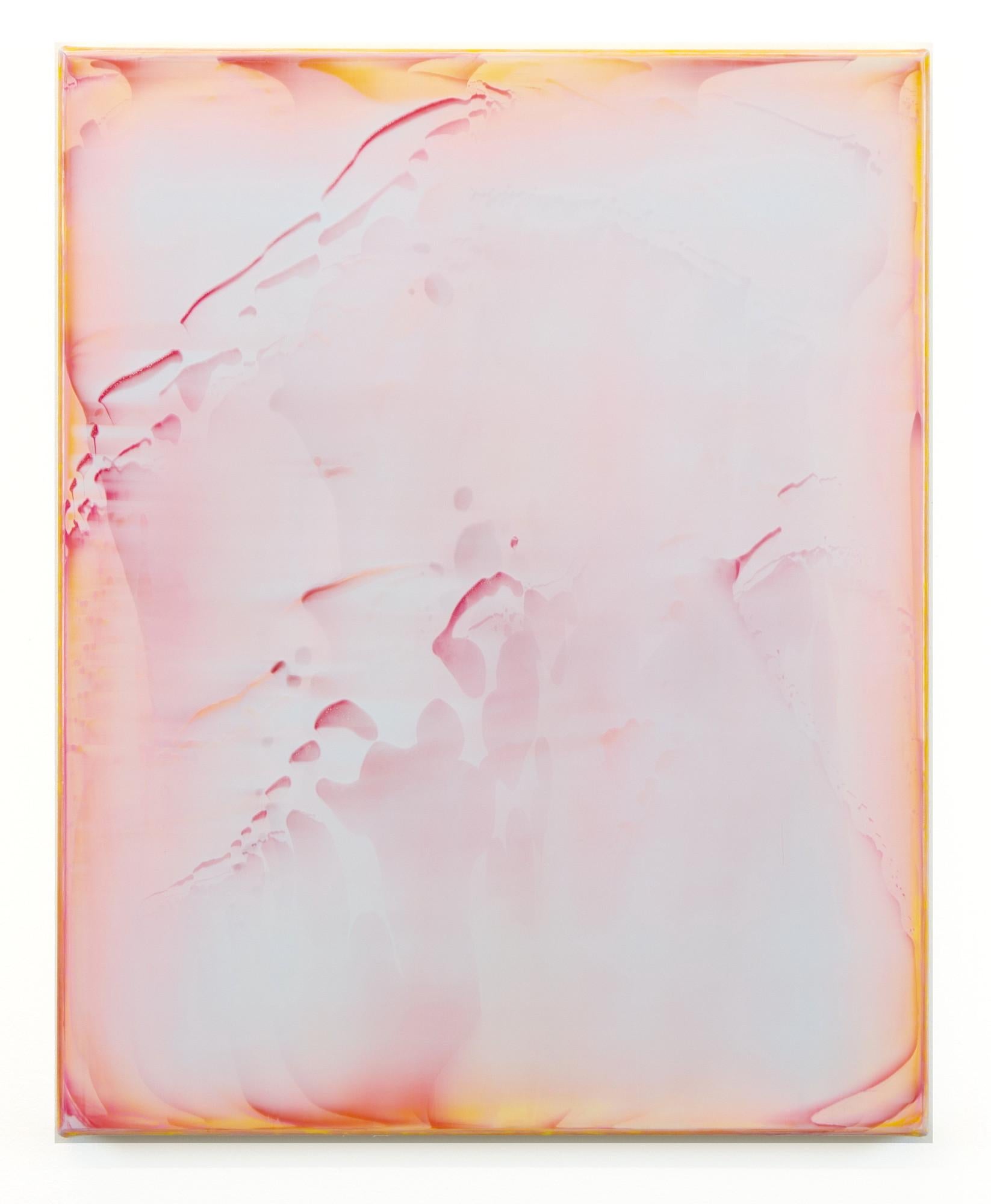 Resonance (3/19) by James Lumsden - Abstract colour painting, pink and orange For Sale 1