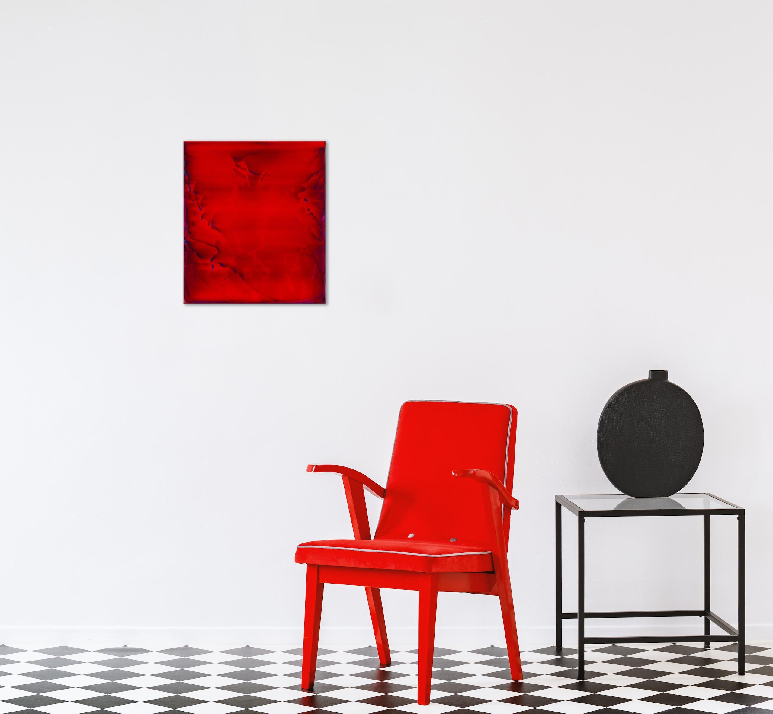 Resonance (3/21) by James Lumsden - Abstract colour painting, deep red For Sale 9