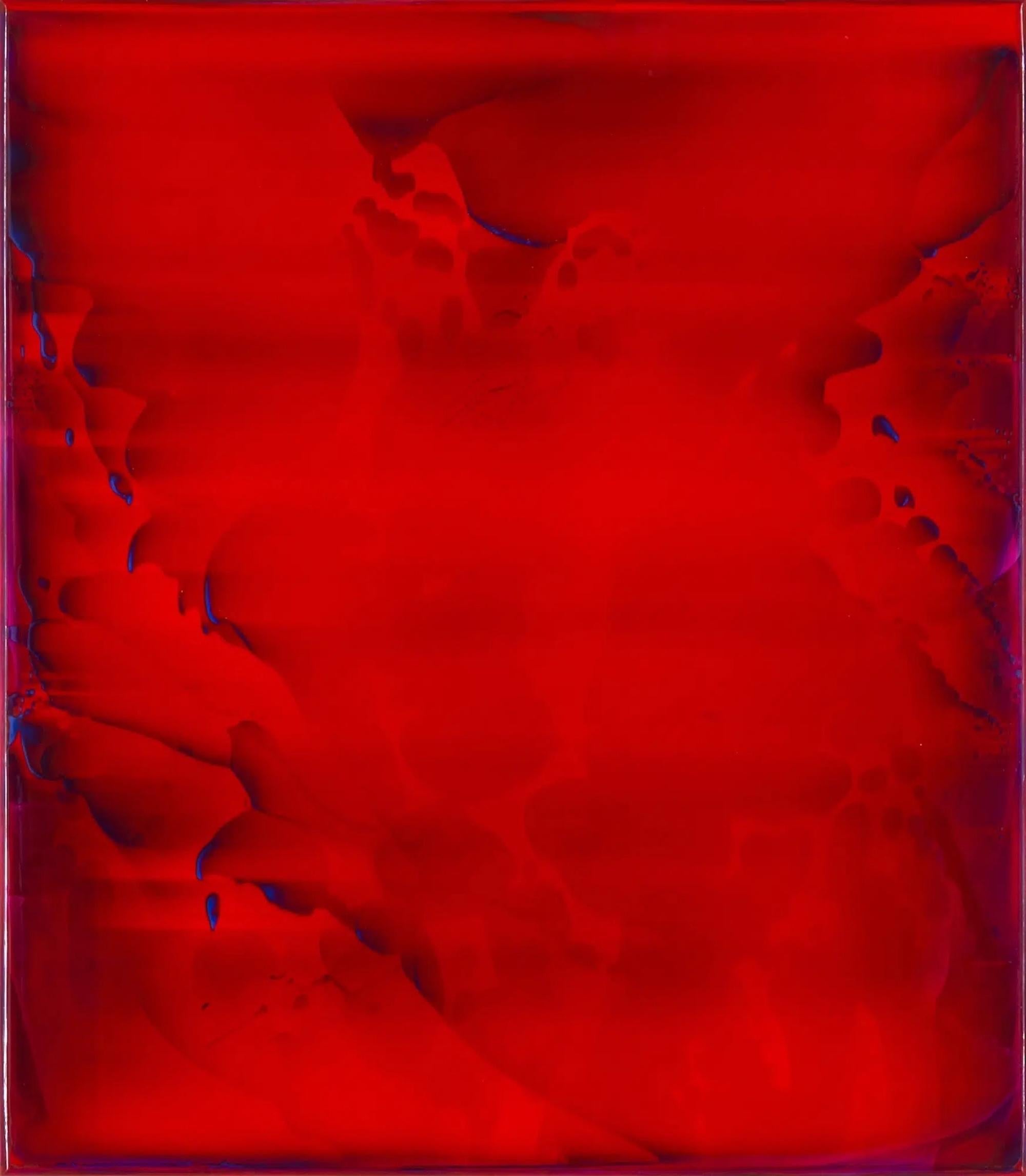 Resonance (3/21) di James Lumsden - Pittura astratta a colori, rosso intenso