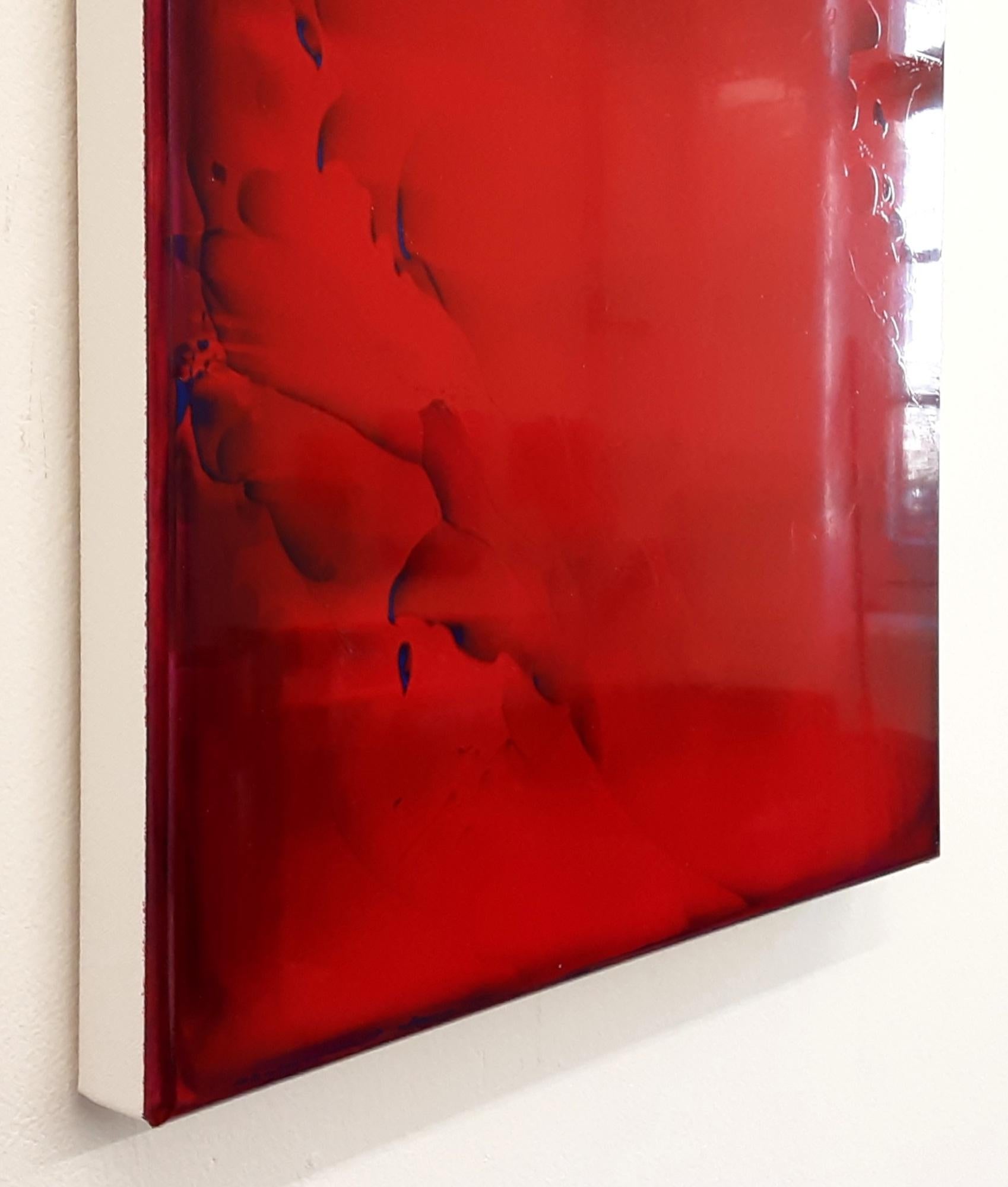 Resonance (3/21) by James Lumsden - Abstract colour painting, deep red For Sale 2