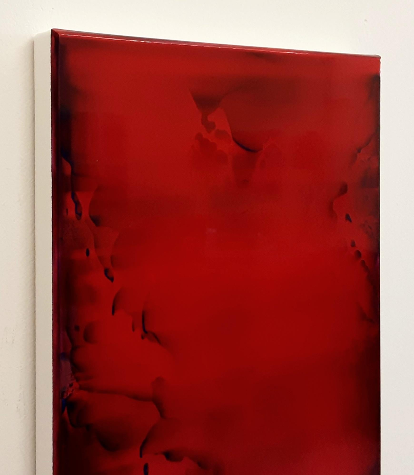 Resonance (3/21) by James Lumsden - Abstract colour painting, deep red For Sale 3