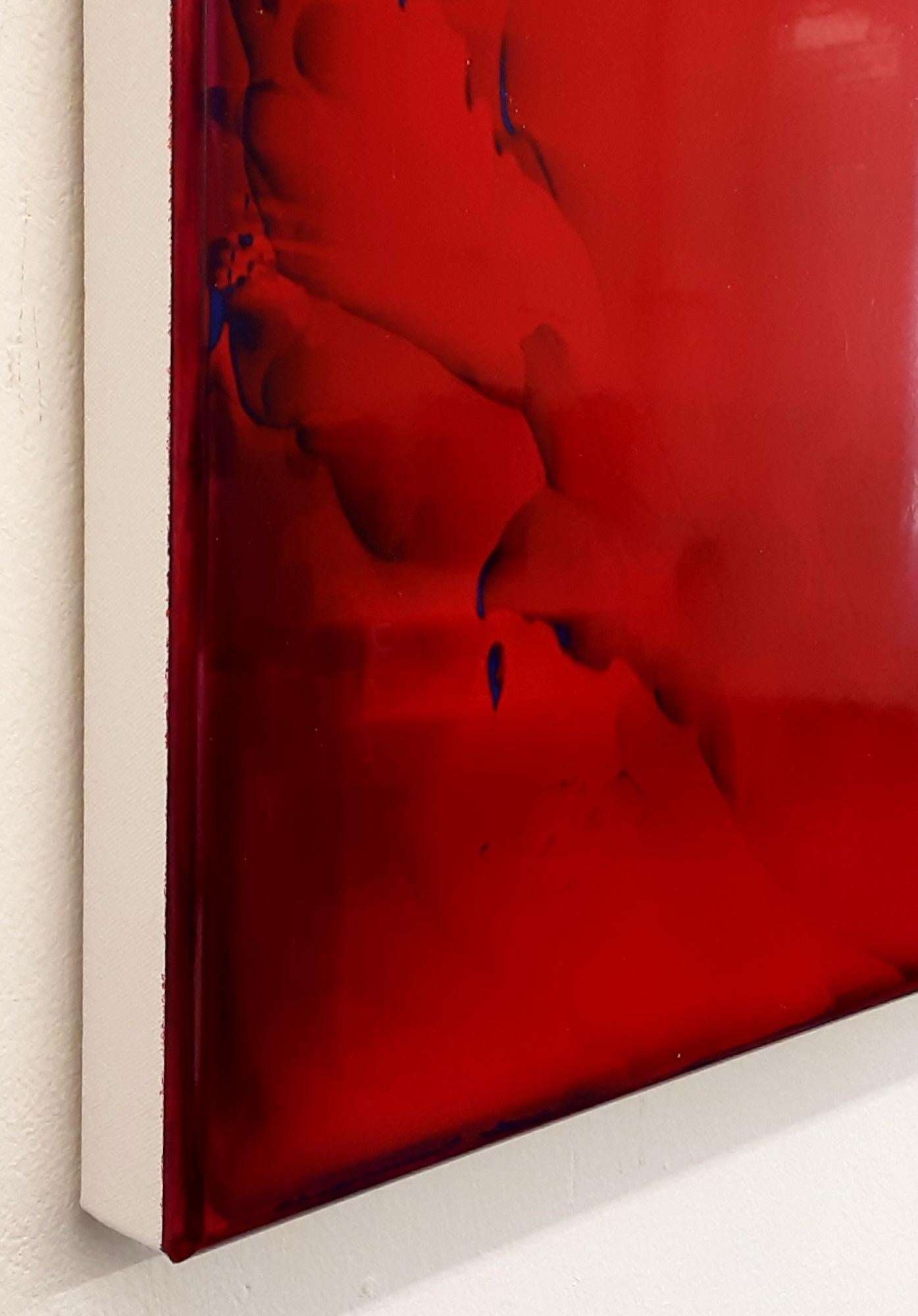 Resonance (3/21) by James Lumsden - Abstract colour painting, deep red For Sale 5