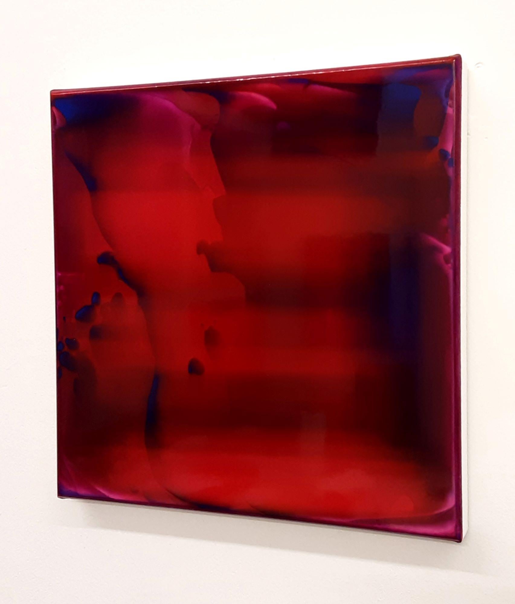 Resonanz (30/21) von James Lumsden - Abstrakte Malerei, tiefrot, glänzend, blau im Angebot 3