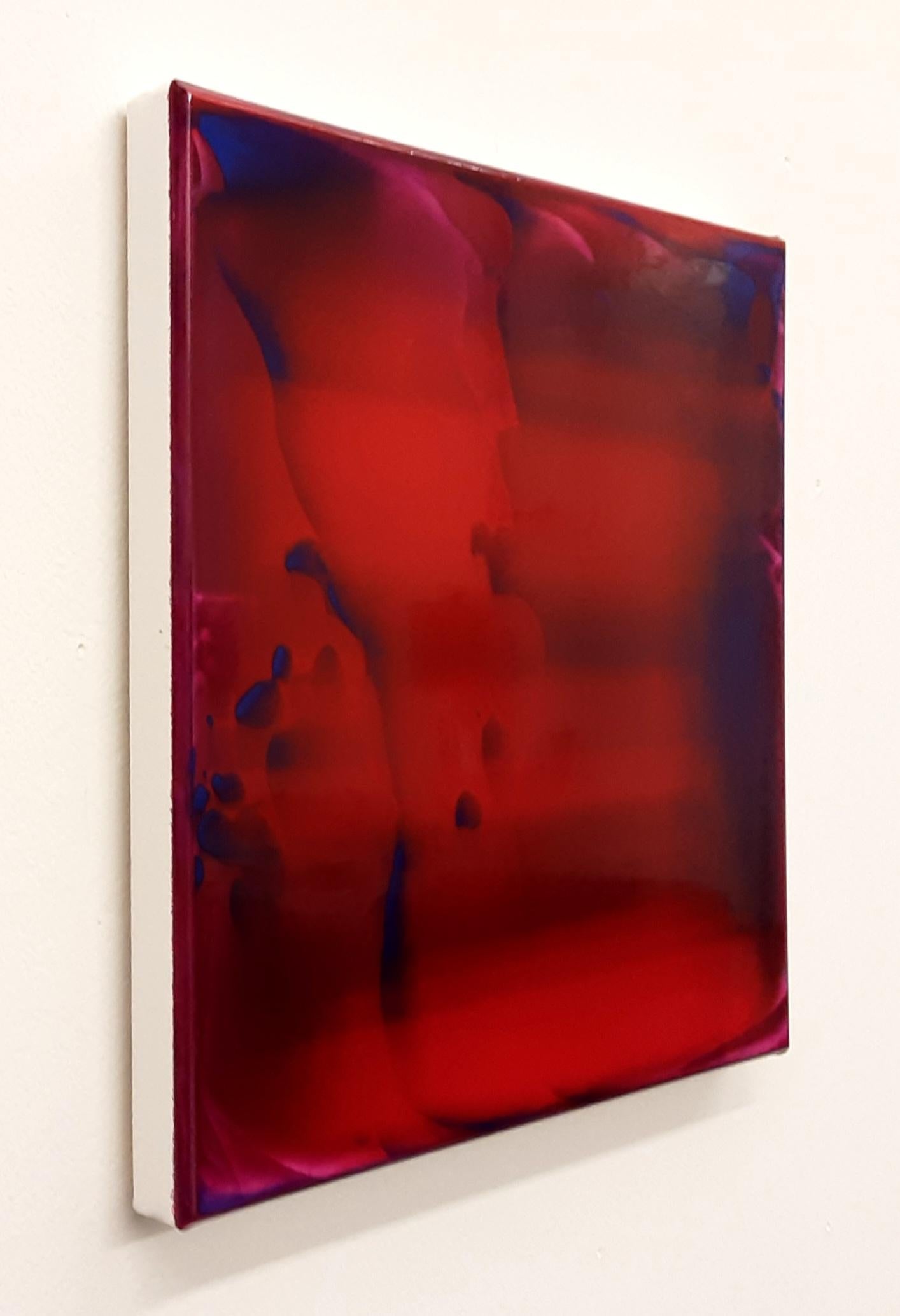 Resonanz (30/21) von James Lumsden - Abstrakte Malerei, tiefrot, glänzend, blau im Angebot 7