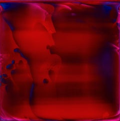 Resonanz (30/21) von James Lumsden - Abstrakte Malerei, tiefrot, glänzend, blau