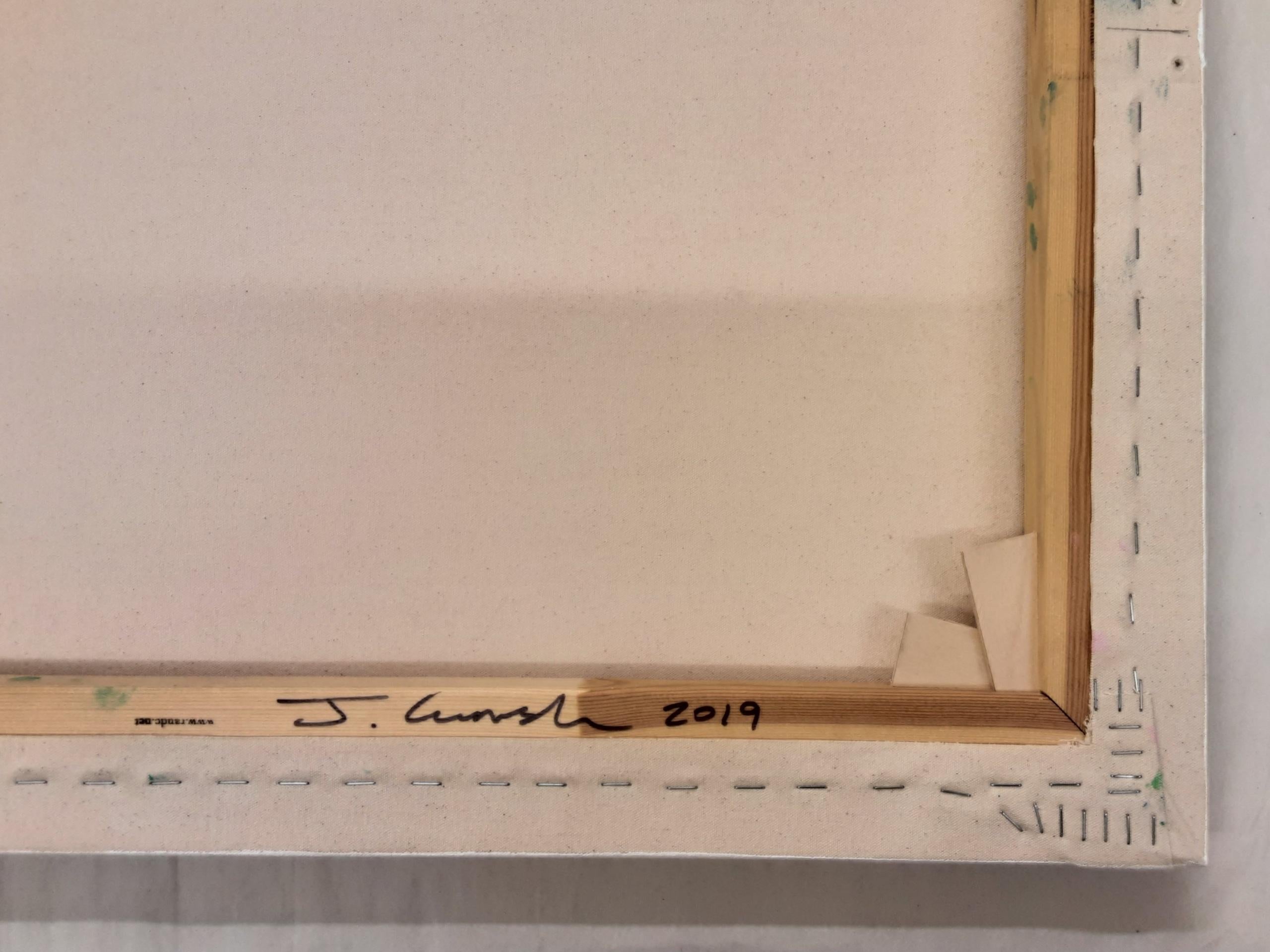 Shift (2/19) by James Lumsden - Abstract colour painting, light and dark blue For Sale 9