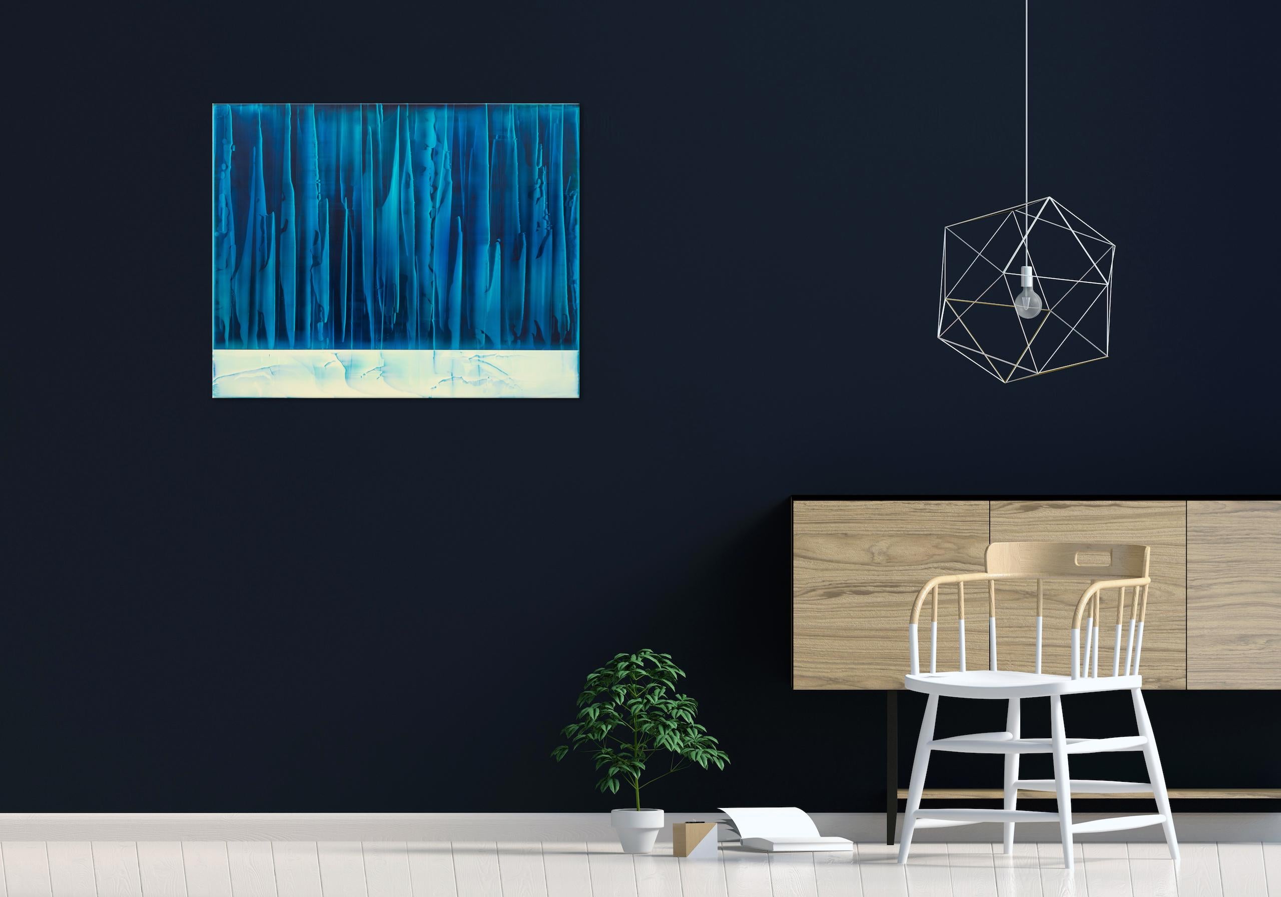 Shift (2/19) by James Lumsden - Abstract colour painting, light and dark blue For Sale 10