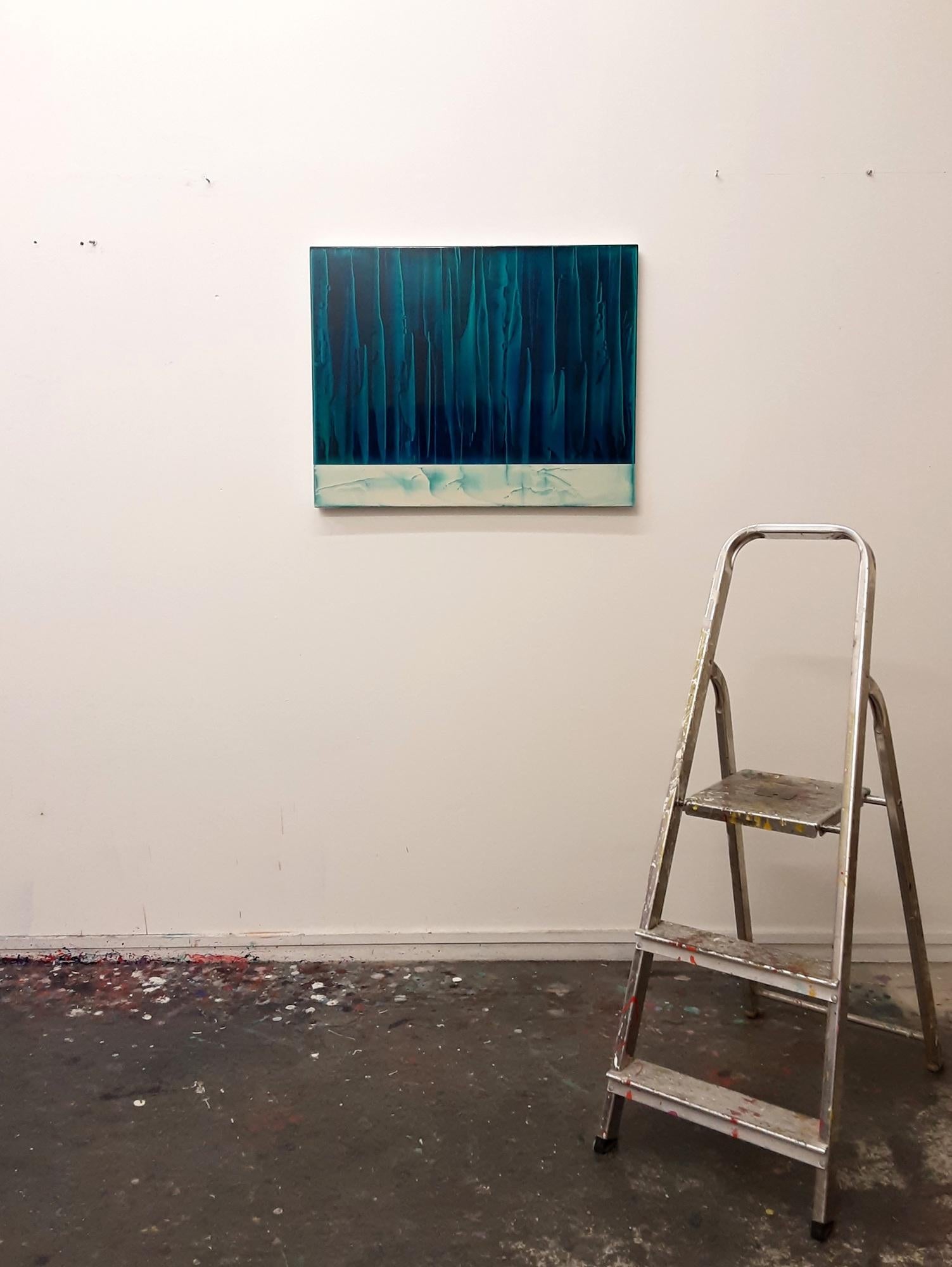 Shift (2/19) by James Lumsden - Abstract colour painting, light and dark blue For Sale 1