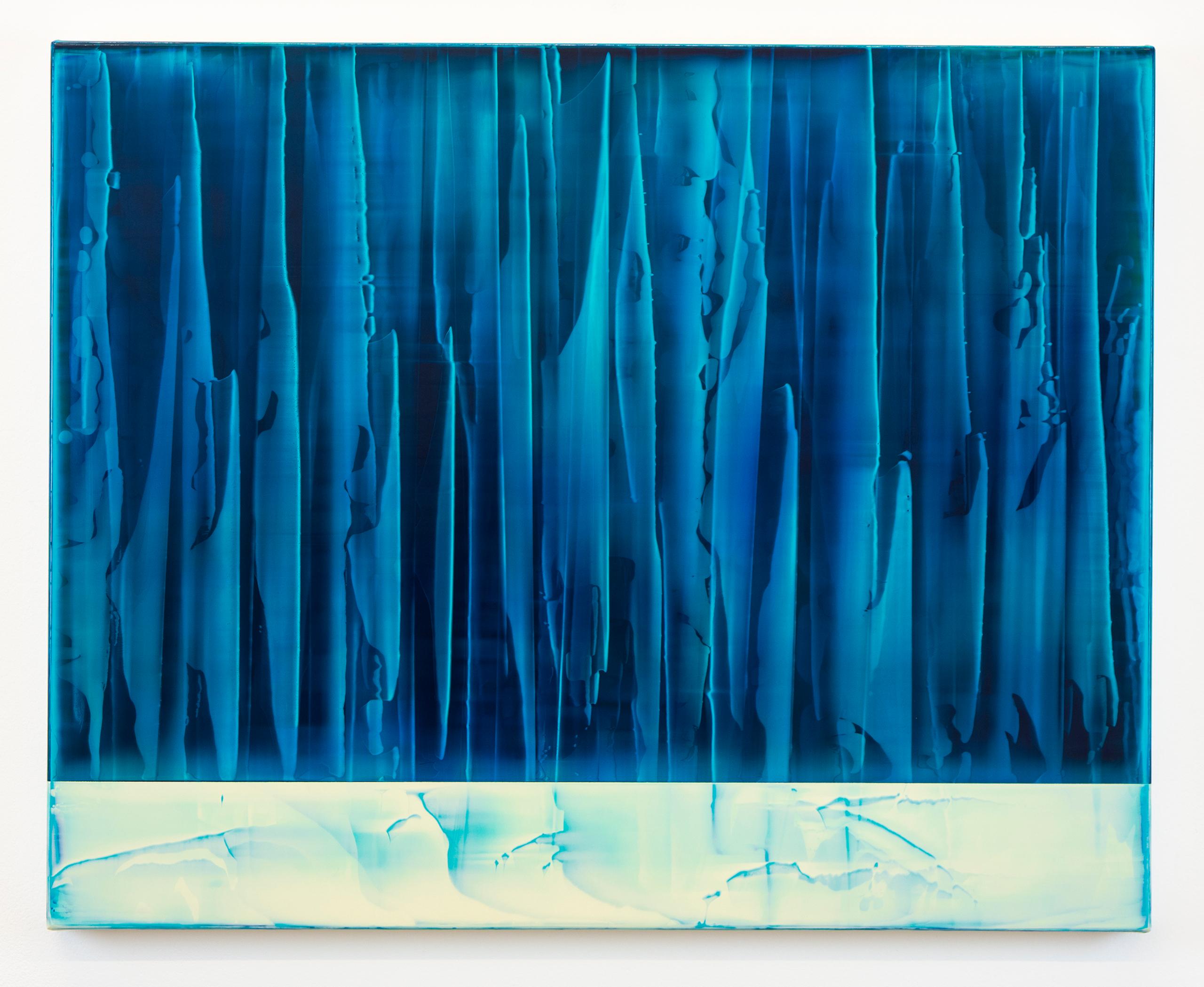 Shift (2/19) by James Lumsden - Abstract colour painting, light and dark blue For Sale 2