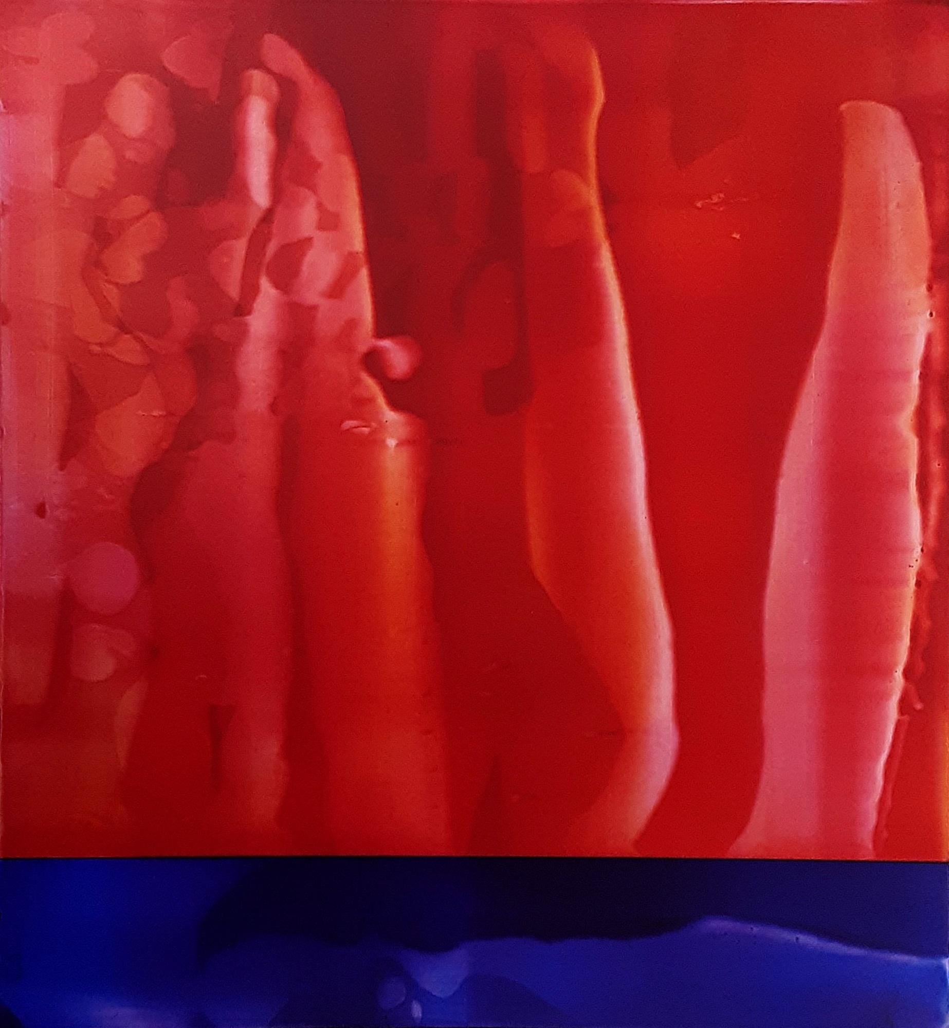 Study (5/24) by James Lumsden - Abstract colour painting, red, blue, matt, vivid