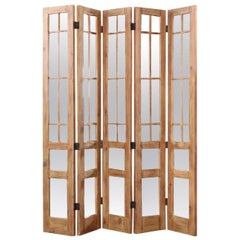 James Lumsden Rustic Designer Five-Panel Mirrored Room Divider Floor Screen