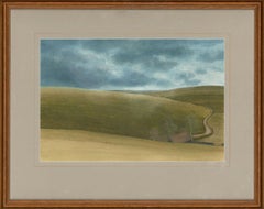 Vintage James Lynch (b. 1956) - English Signed 1982 Tempera, Rolling English Countryside