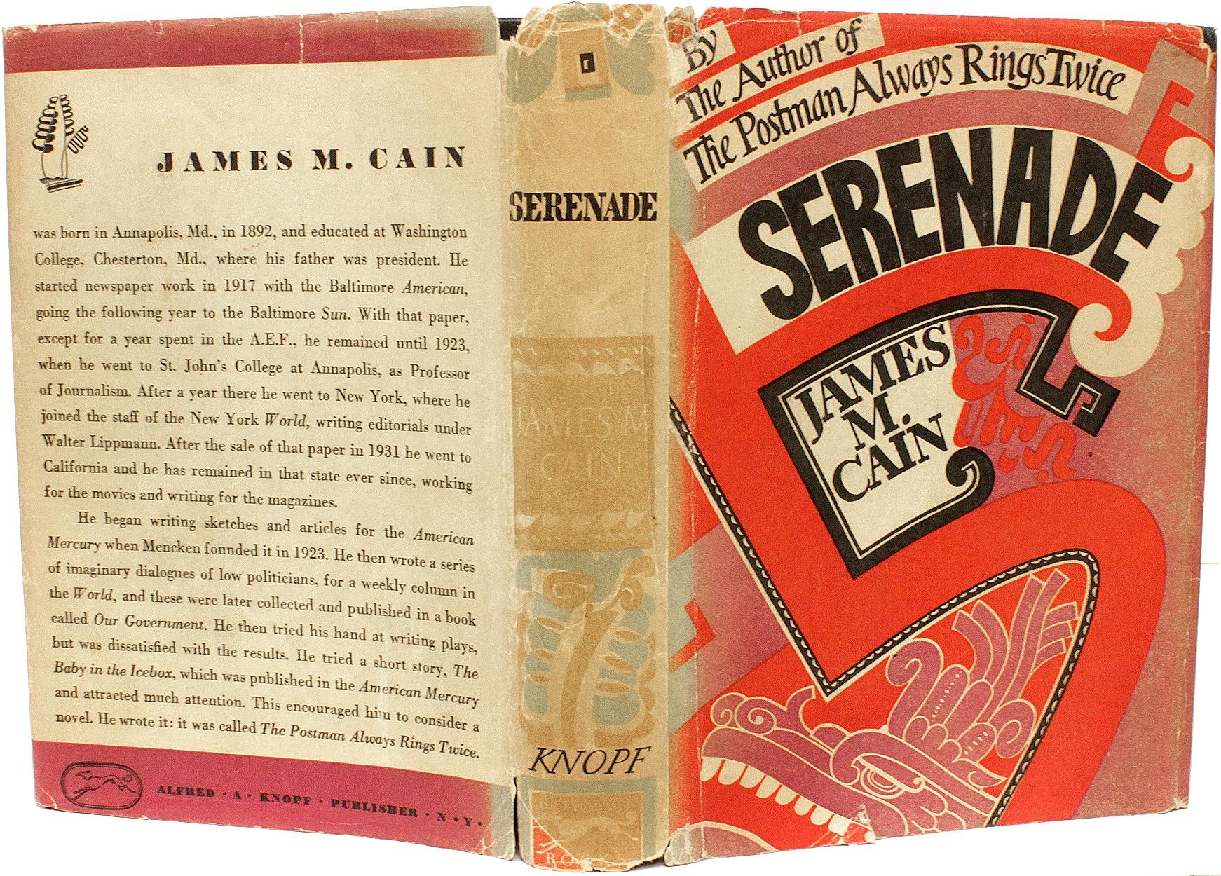 American James M. CAIN. Serenade. FIRST EDITION - PRESENTATION COPY - 1937 For Sale