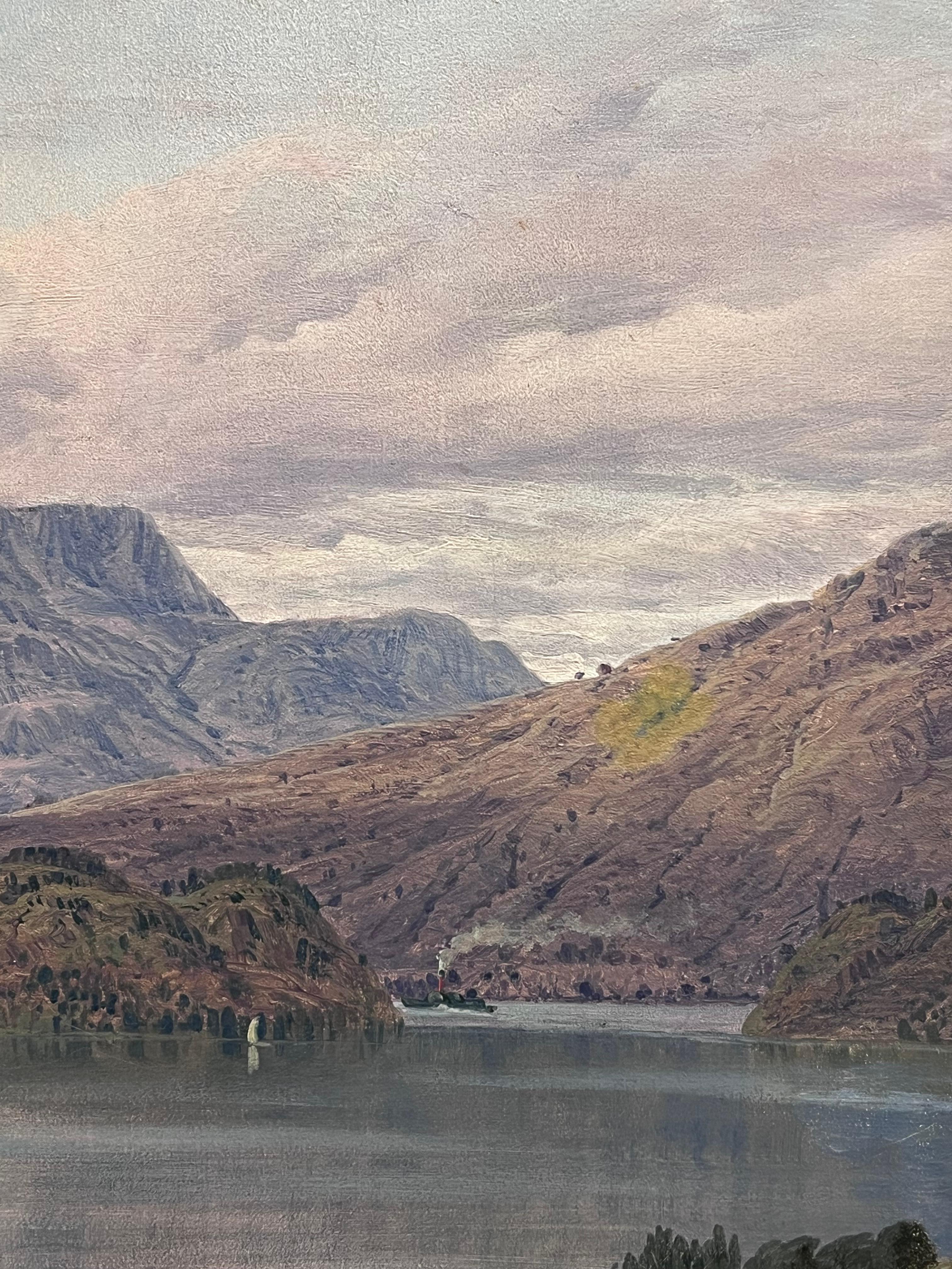 Huge Victorian Signed Scottish Loch Majestic Mountains Landscape Oil Painting For Sale 6