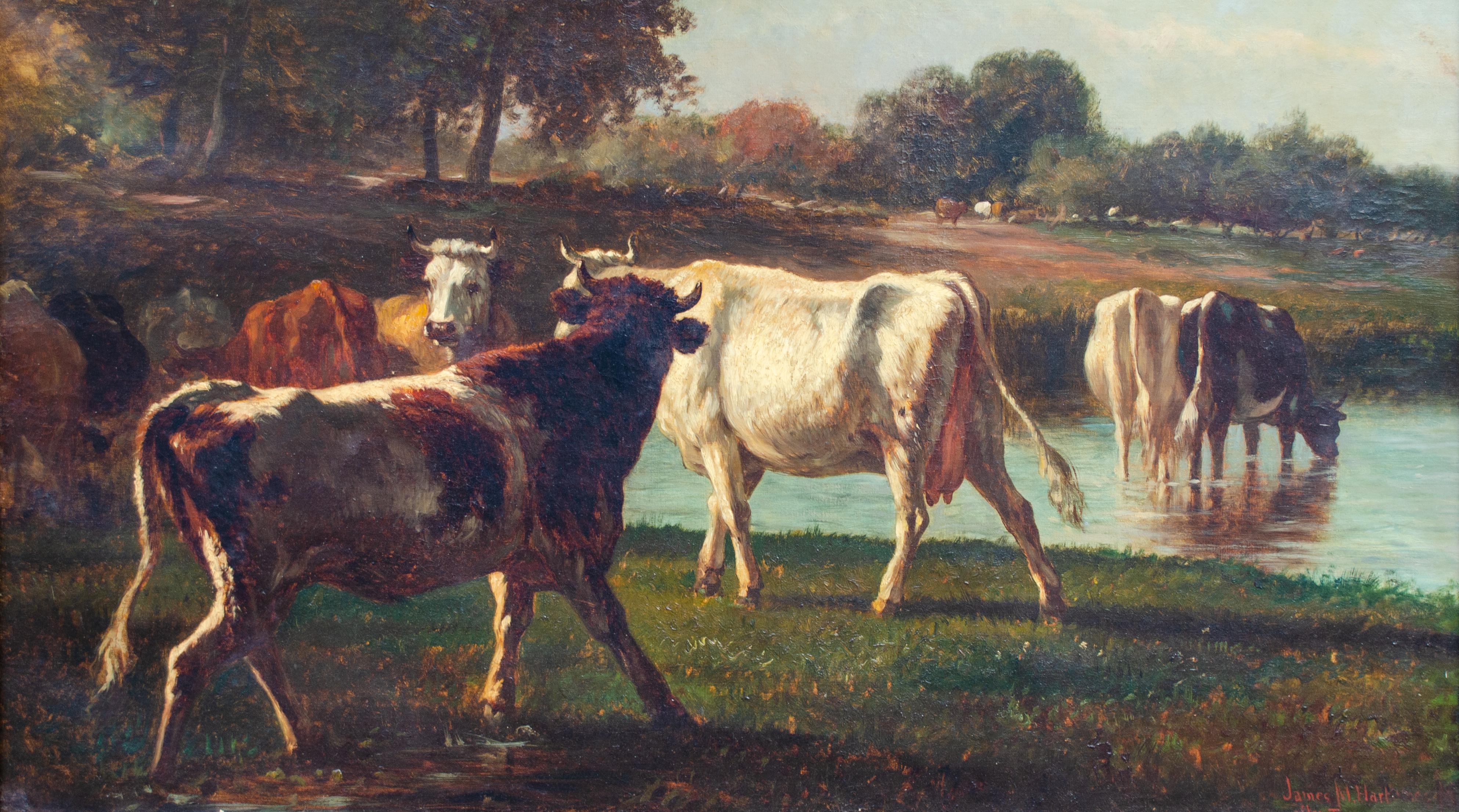 James M. Hart, Original – Painting von James MacDougal Hart