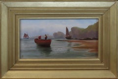 Oil Painting Pair by James Mahony "Bringing Home the Catch"