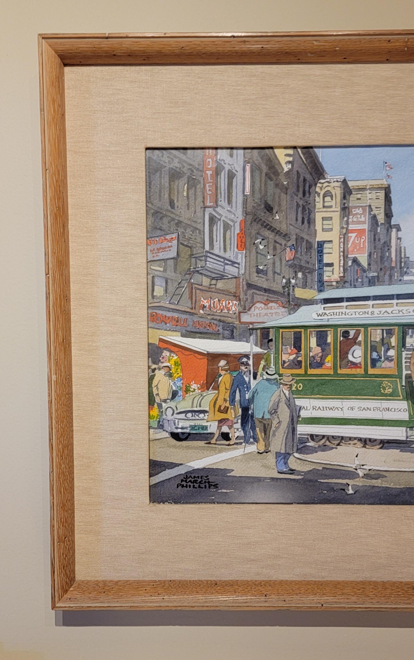 American James March Phillips Watercolor of San Francisco Street Scene