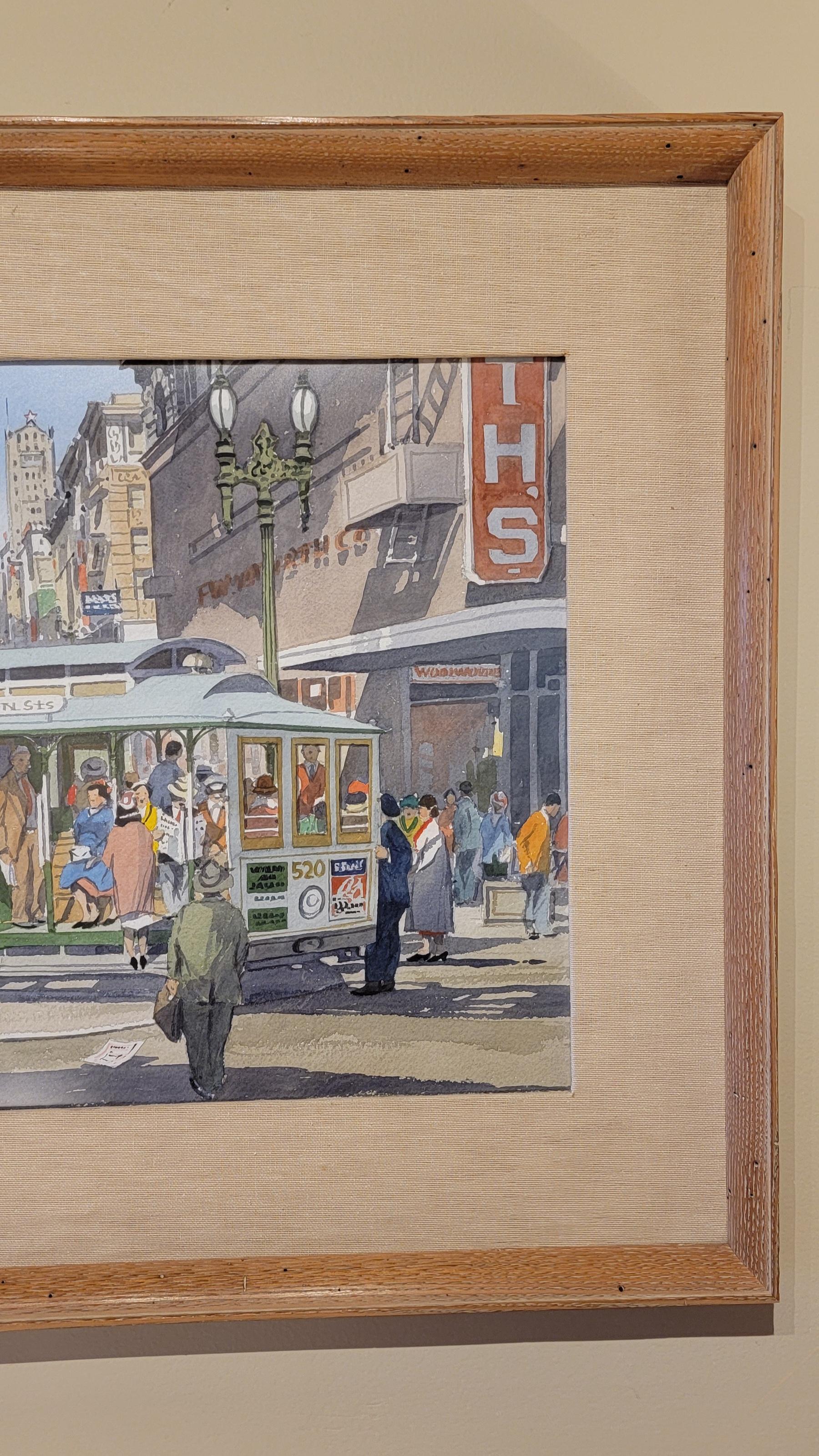 James March Phillips Watercolor of San Francisco Street Scene In Good Condition In Fulton, CA