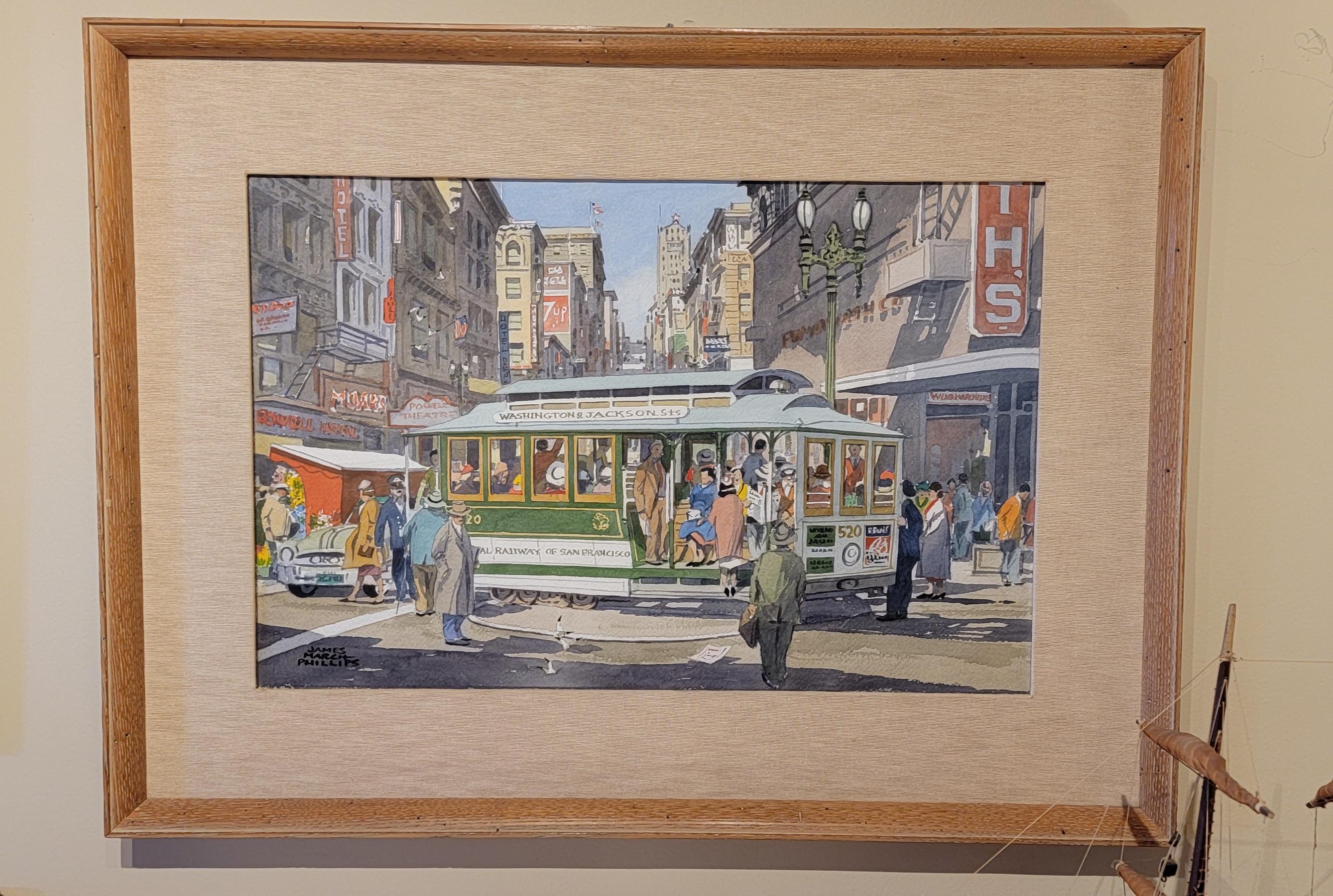 Oak James March Phillips Watercolor of San Francisco Street Scene