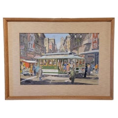 James March Phillips Watercolor of San Francisco Street Scene