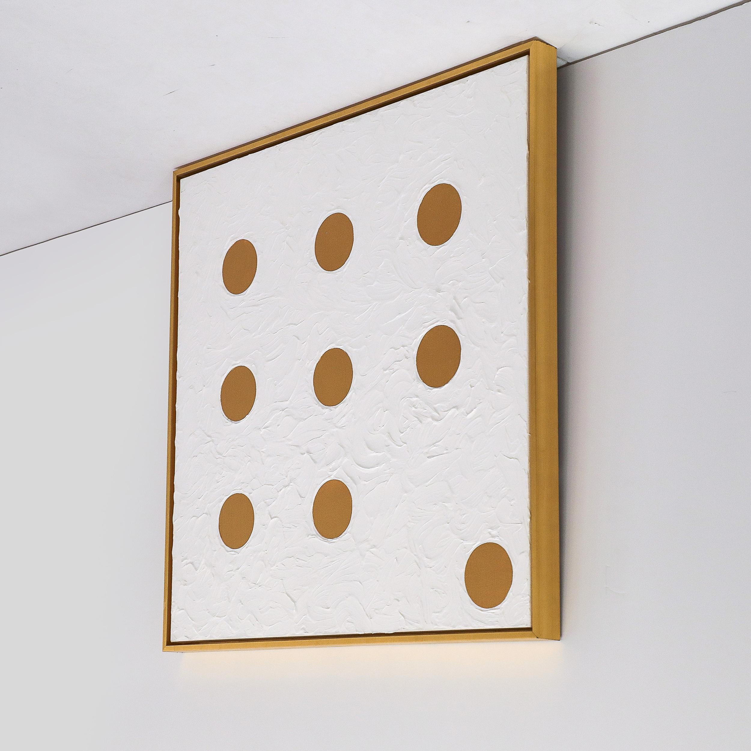 Contemporary Acryl auf Leinwand Gemälde von neun Dots in Gilt-Holz-Galerie Frame – Painting von James Marshall